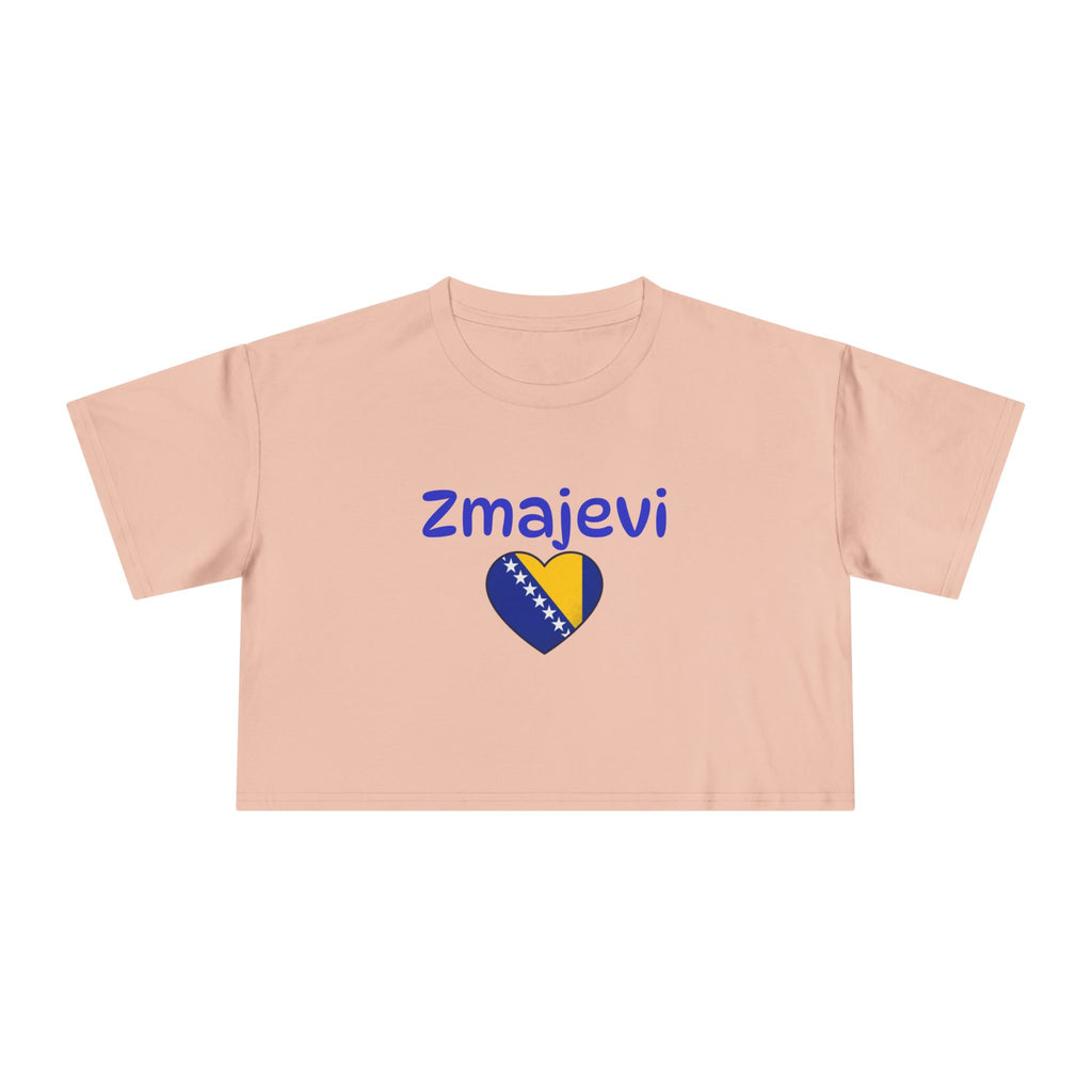 Zmajevi Heart Crop Tee – Bosnia Flag Love Women's Crop Top