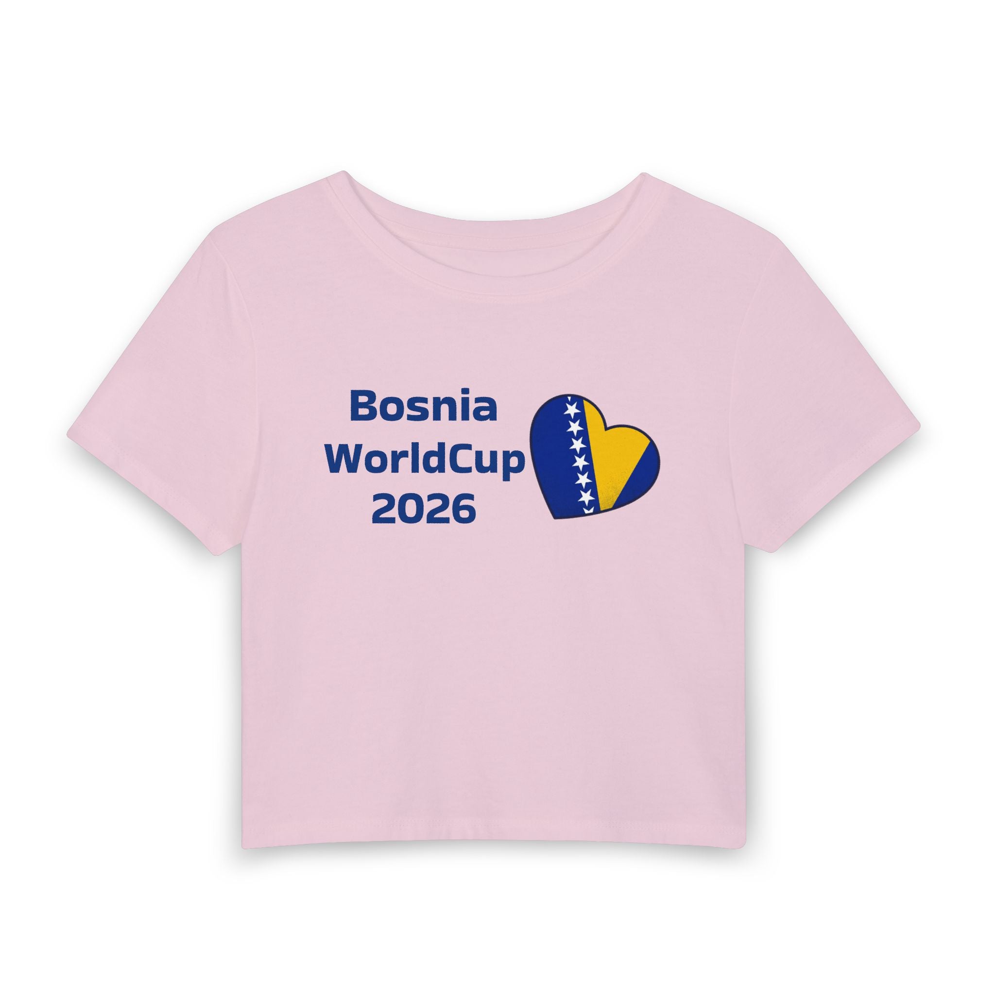 Bosnia World Cup 2026 Women's Baby Tee — Heart Flag Soccer Fan Crop Top