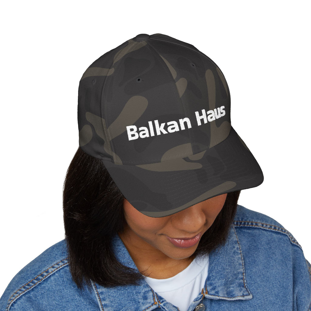 Balkan Haus Embroidered Cap — Minimal White Structured Hat
