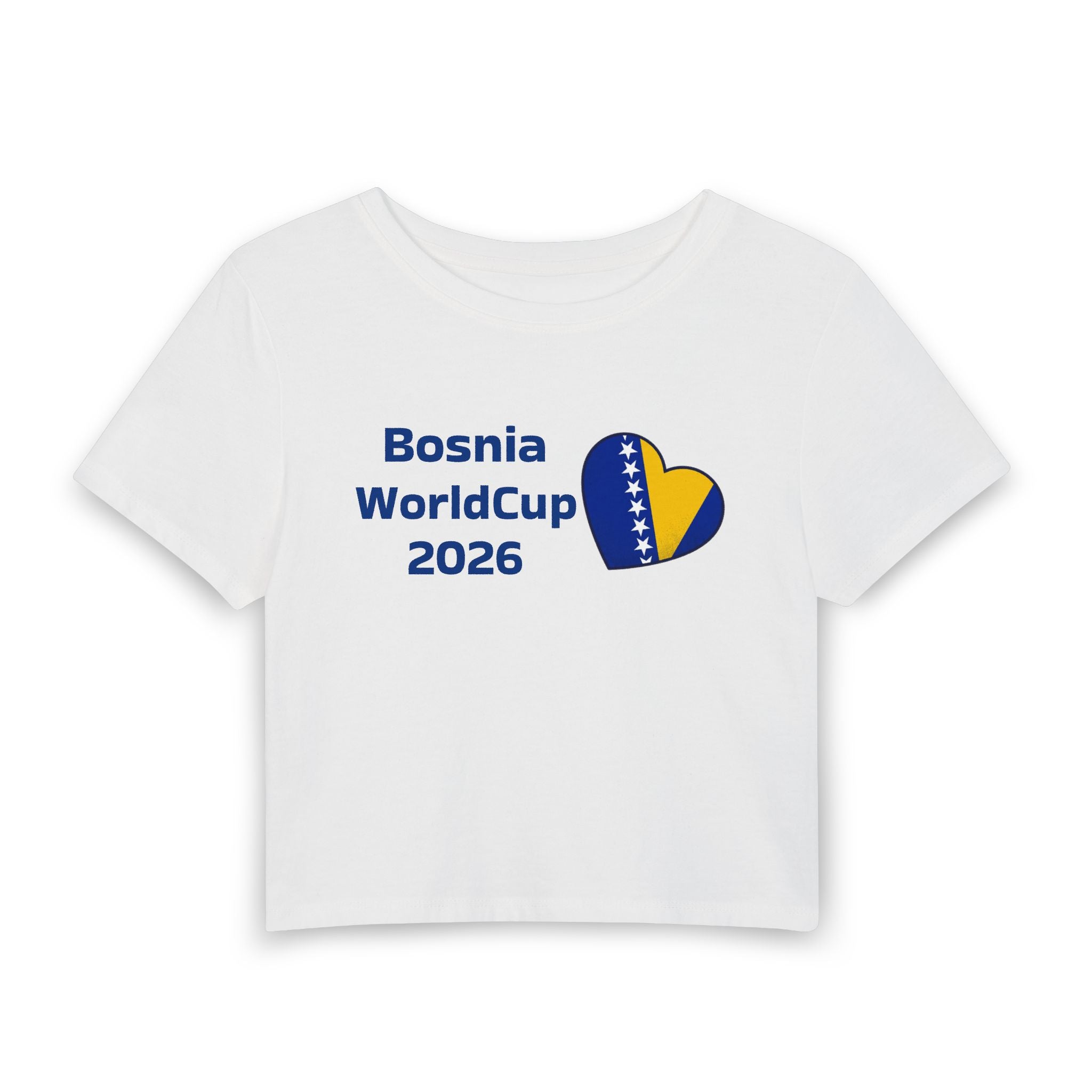 Bosnia World Cup 2026 Women's Baby Tee — Heart Flag Soccer Fan Crop Top