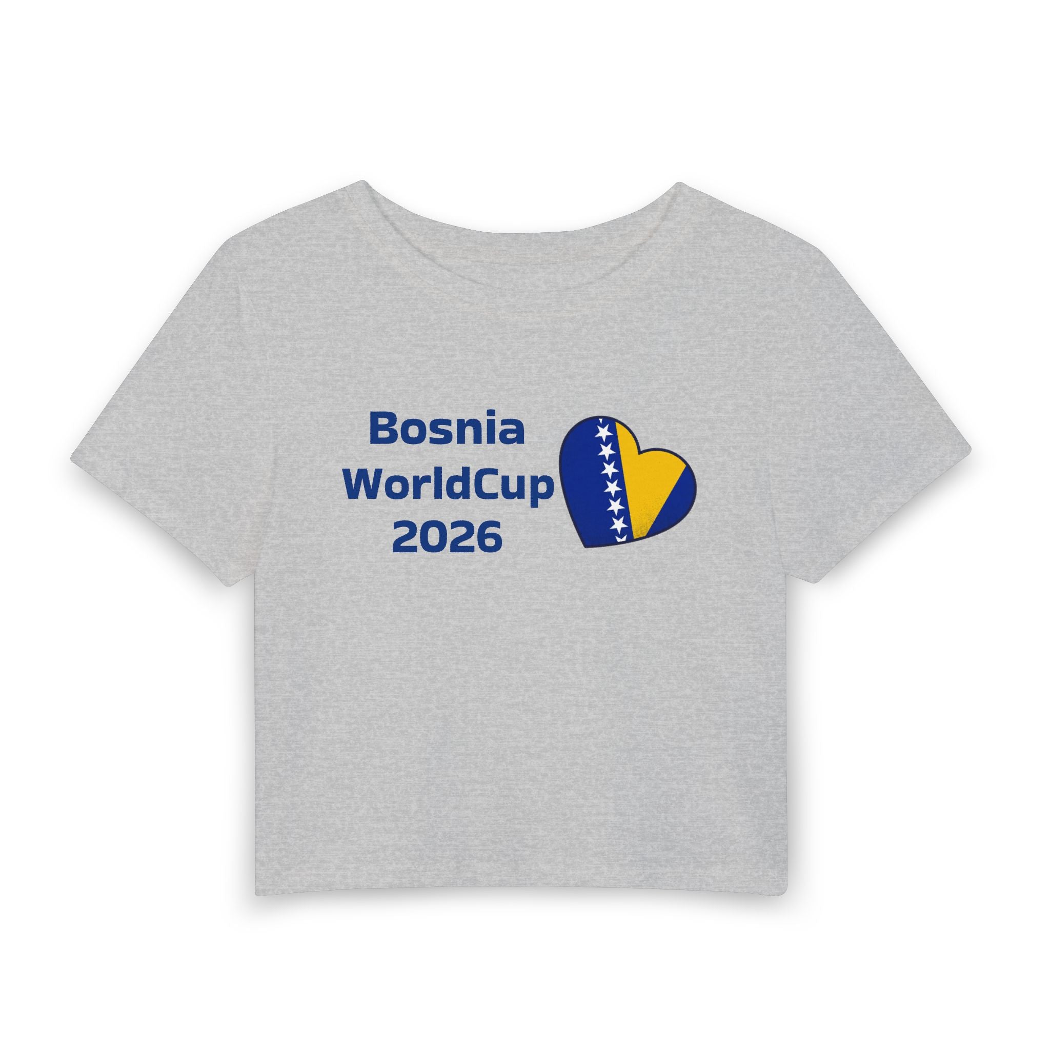 Bosnia World Cup 2026 Women's Baby Tee — Heart Flag Soccer Fan Crop Top