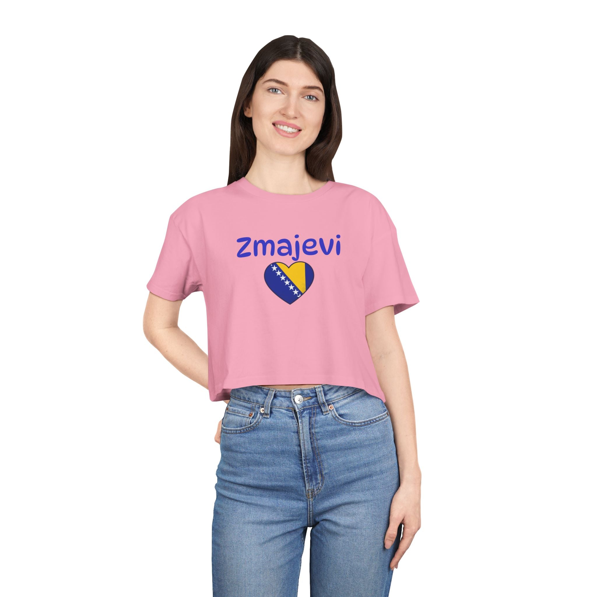 Zmajevi Heart Crop Tee – Bosnia Flag Love Women's Crop Top
