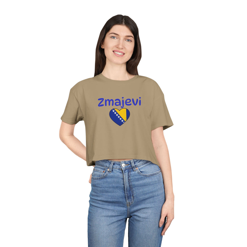Zmajevi Heart Crop Tee – Bosnia Flag Love Women's Crop Top