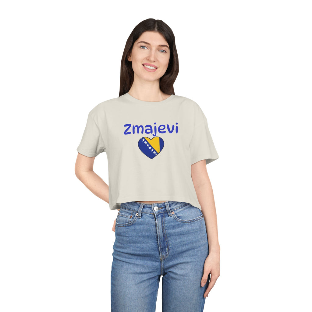 Zmajevi Heart Crop Tee – Bosnia Flag Love Women's Crop Top
