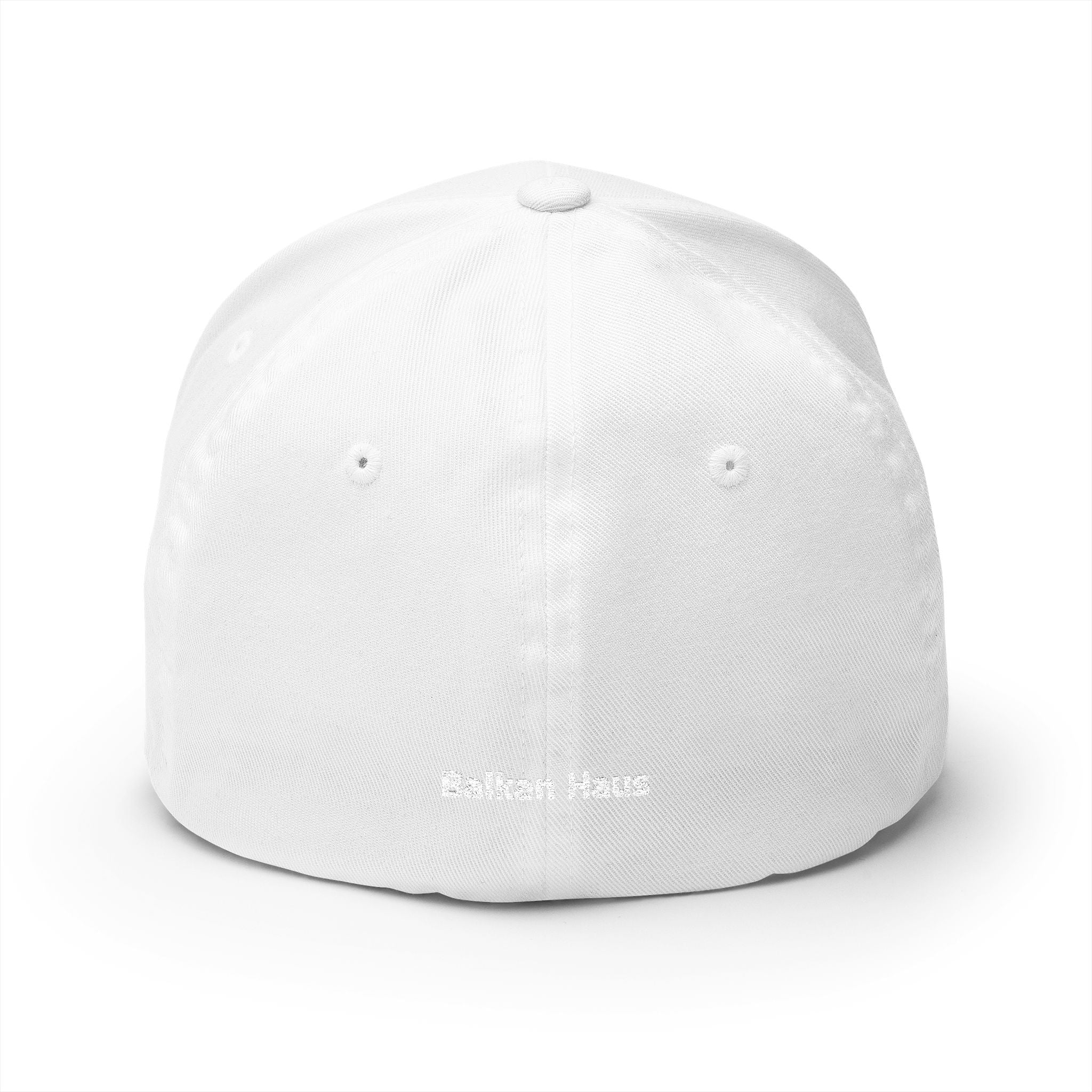 Balkan Haus Embroidered Cap — Minimal White Structured Hat