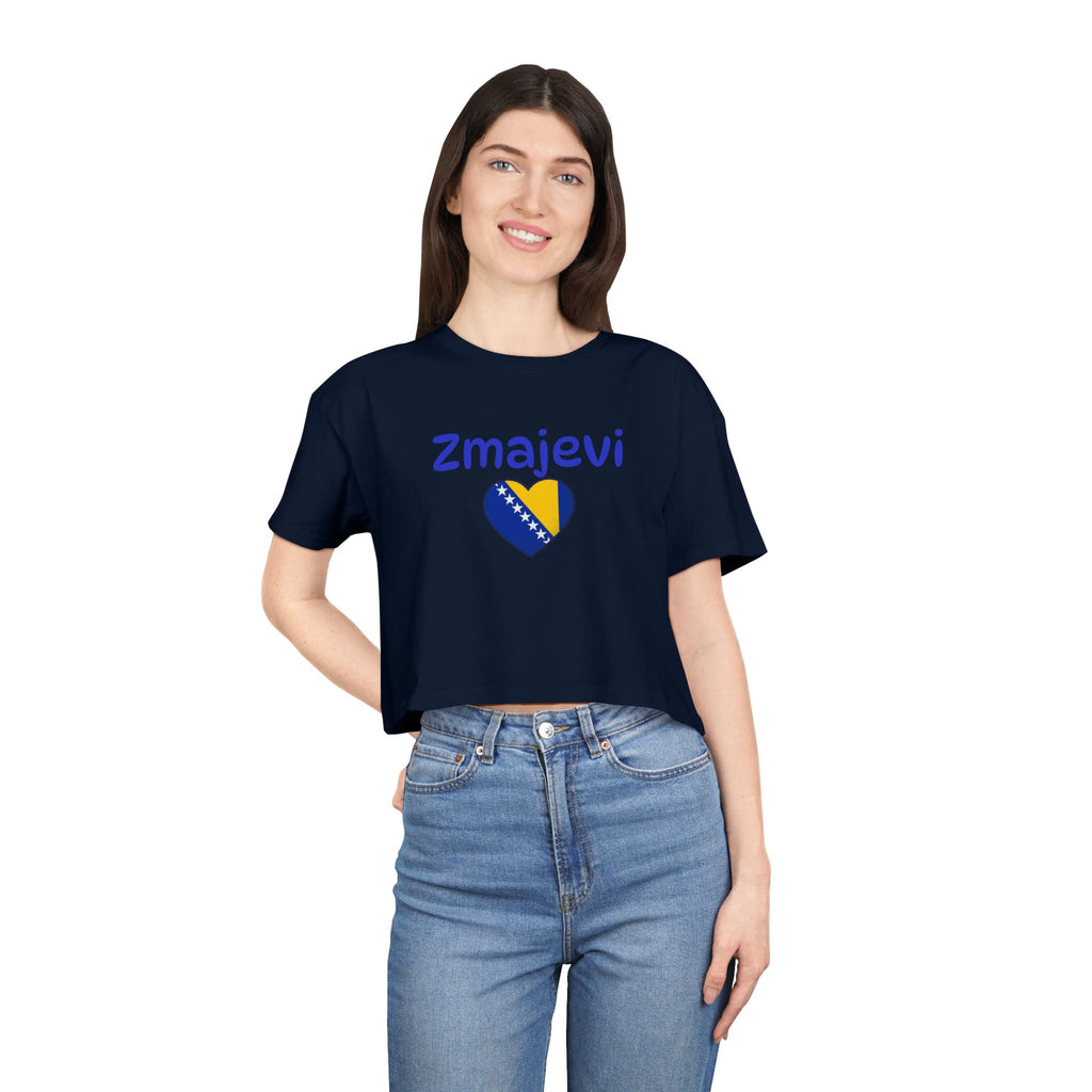 Zmajevi Heart Crop Tee – Bosnia Flag Love Women's Crop Top