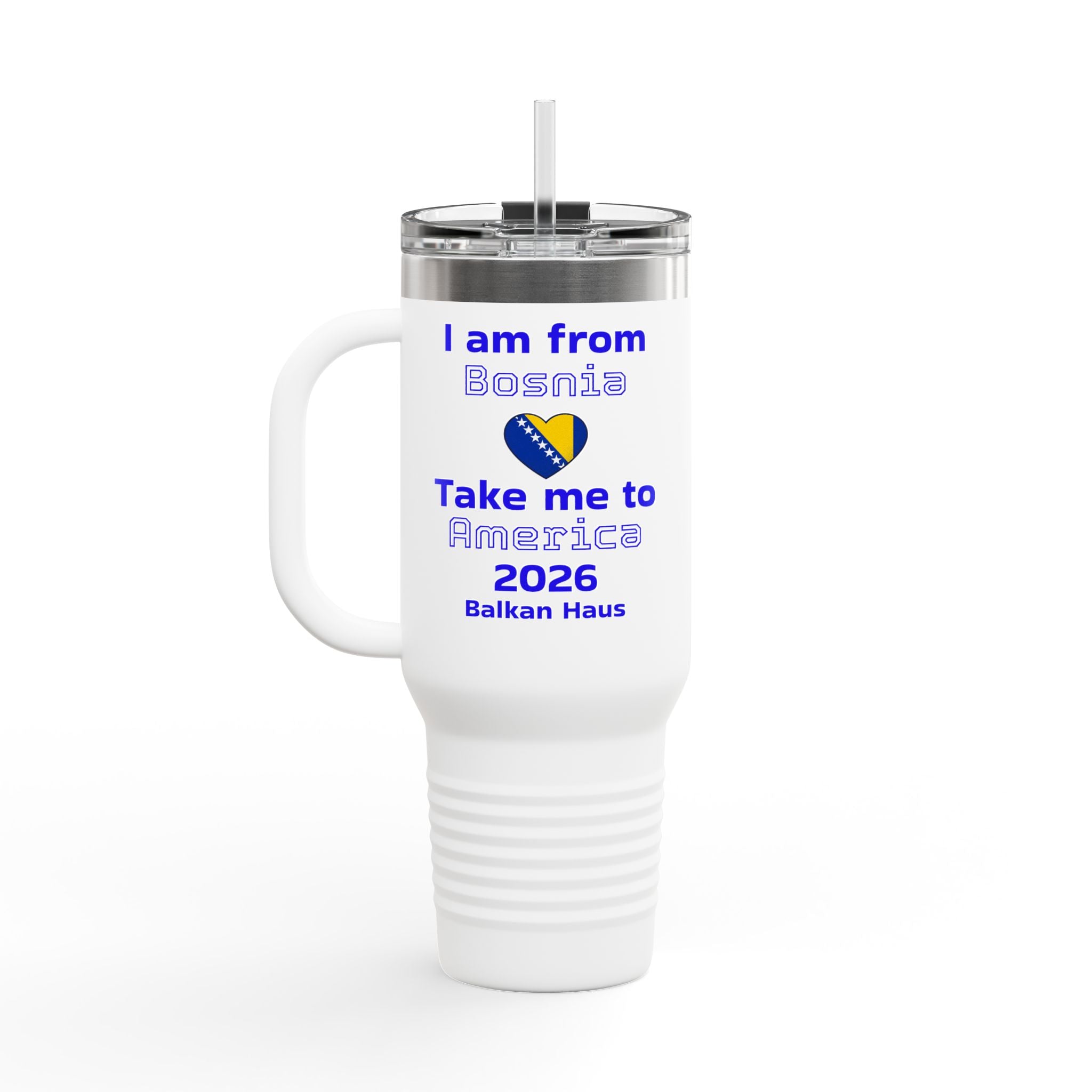 Bosnia World Cup 40oz Insulated Travel Mug - Soccer Fan Tumbler