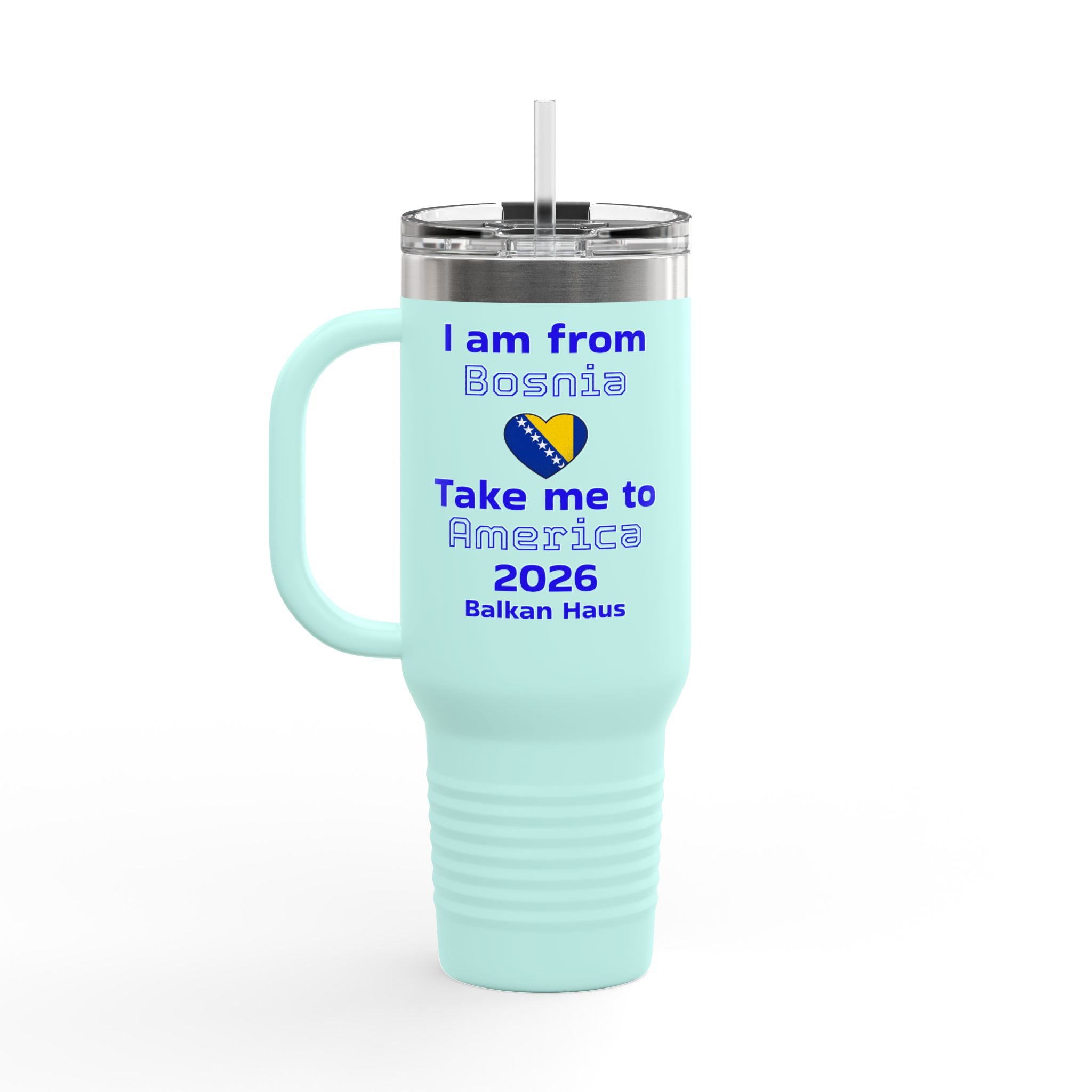 Bosnia World Cup 40oz Insulated Travel Mug - Soccer Fan Tumbler