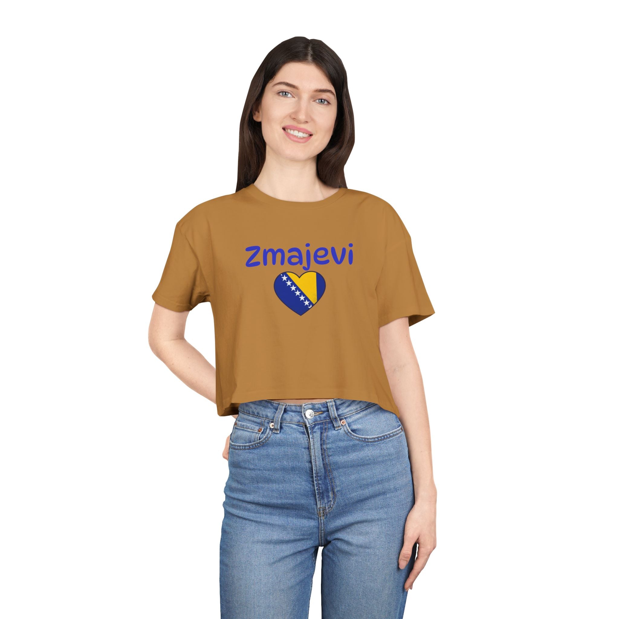 Zmajevi Heart Crop Tee – Bosnia Flag Love Women's Crop Top