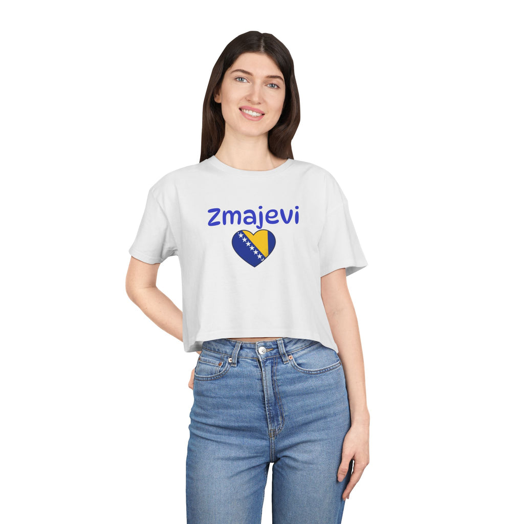 Zmajevi Heart Crop Tee – Bosnia Flag Love Women's Crop Top