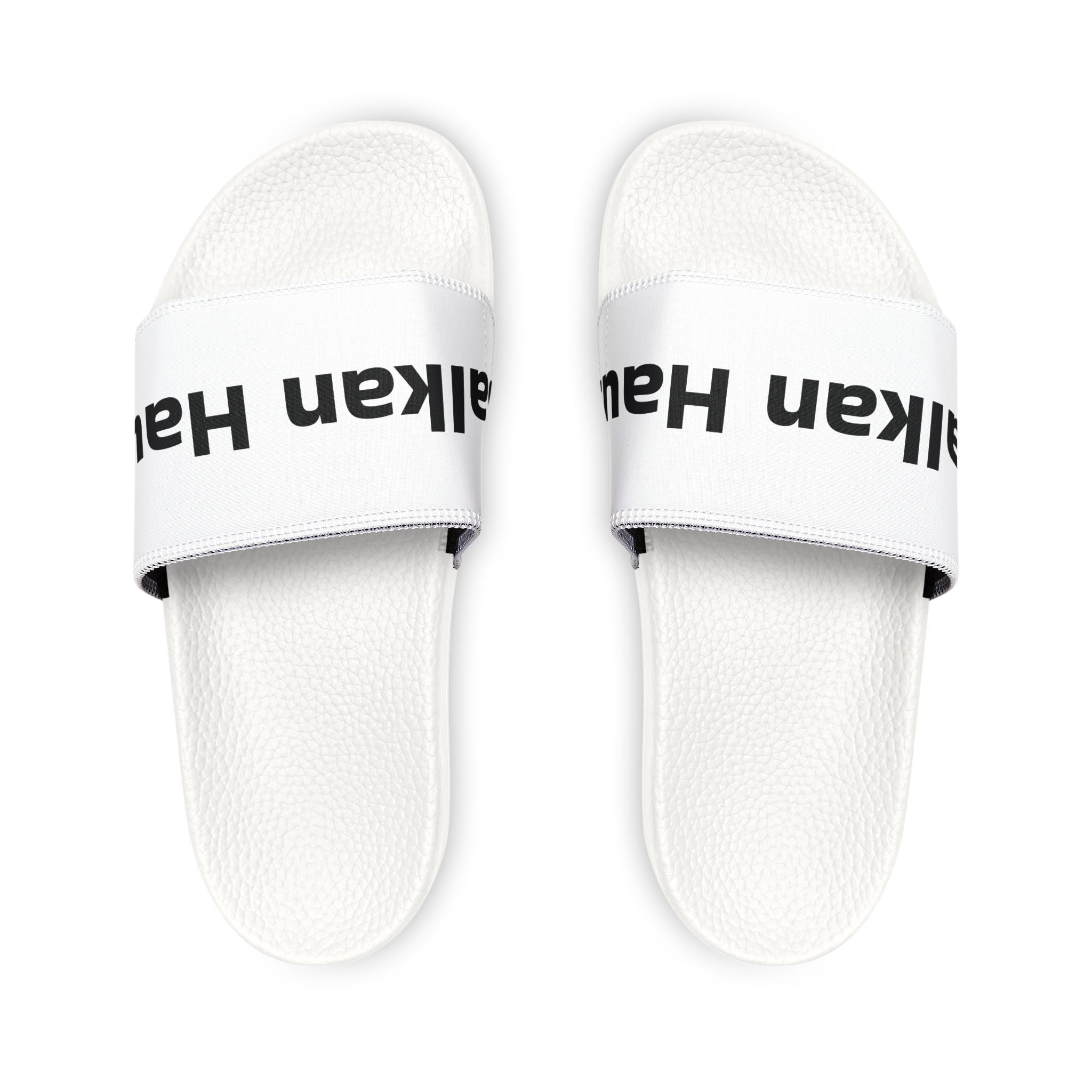 Women’s Removable-Strap Slide Sandals — Custom Text Logo White Comfort Slides