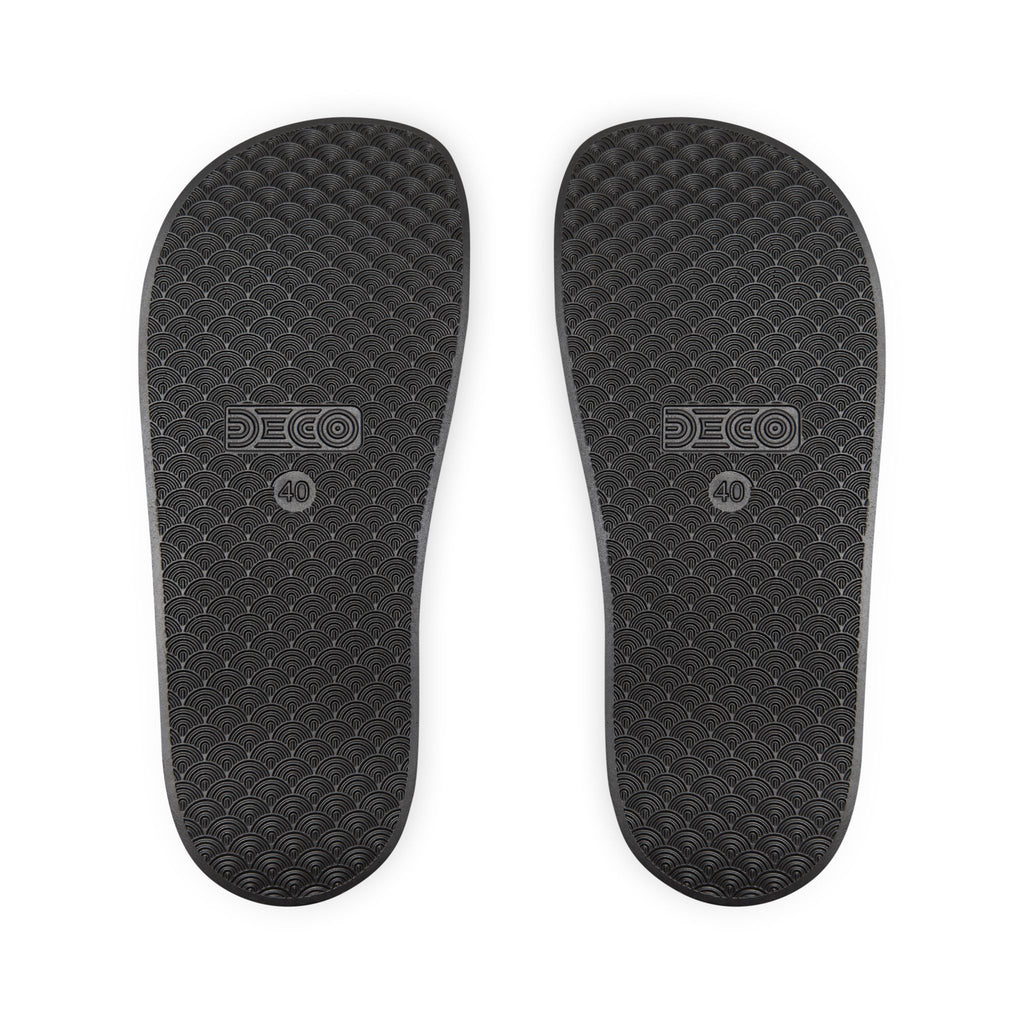 Women’s Removable-Strap Slide Sandals — Custom Text Logo White Comfort Slides