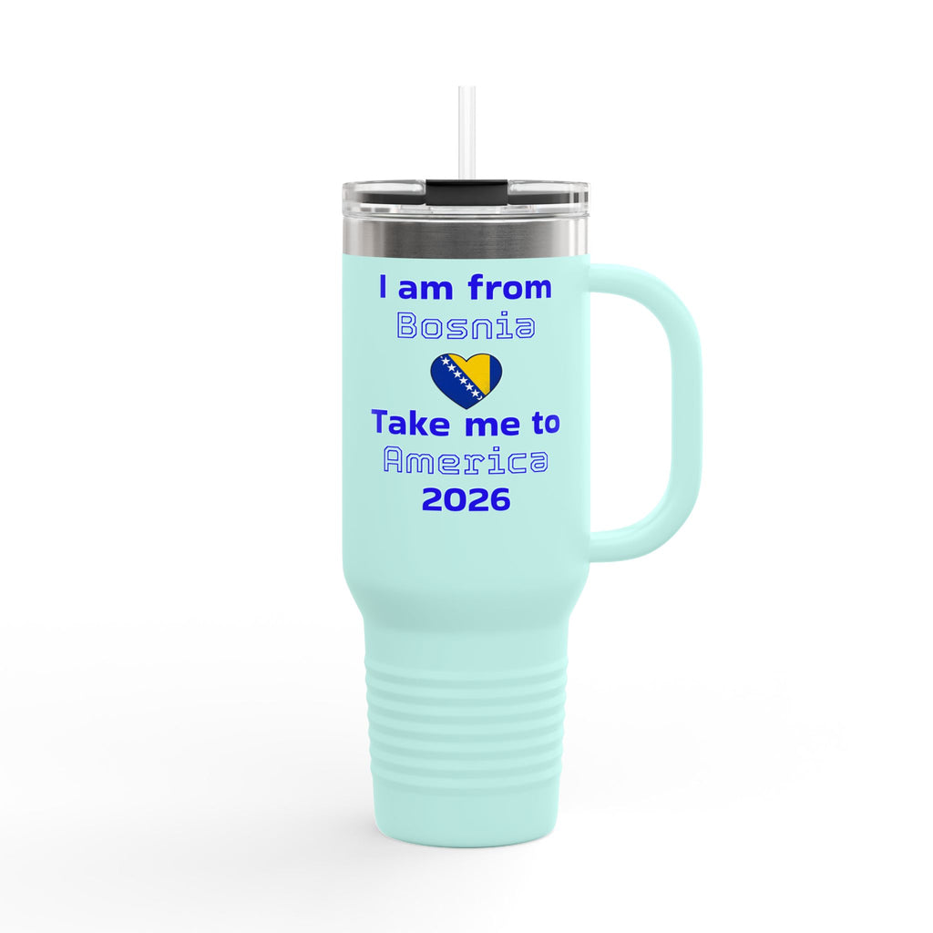 Bosnia World Cup 40oz Insulated Travel Mug - Soccer Fan Tumbler