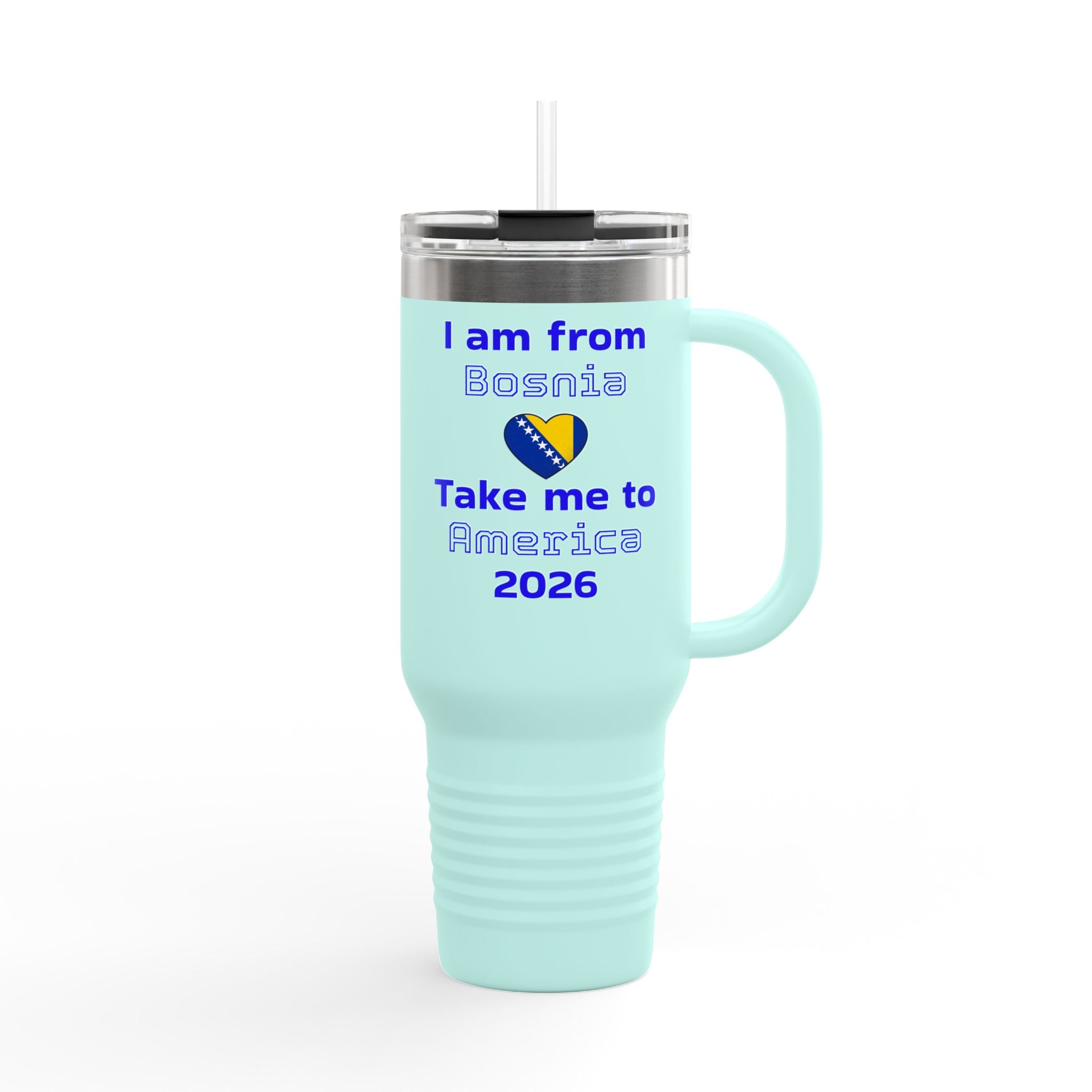 Bosnia World Cup 40oz Insulated Travel Mug - Soccer Fan Tumbler
