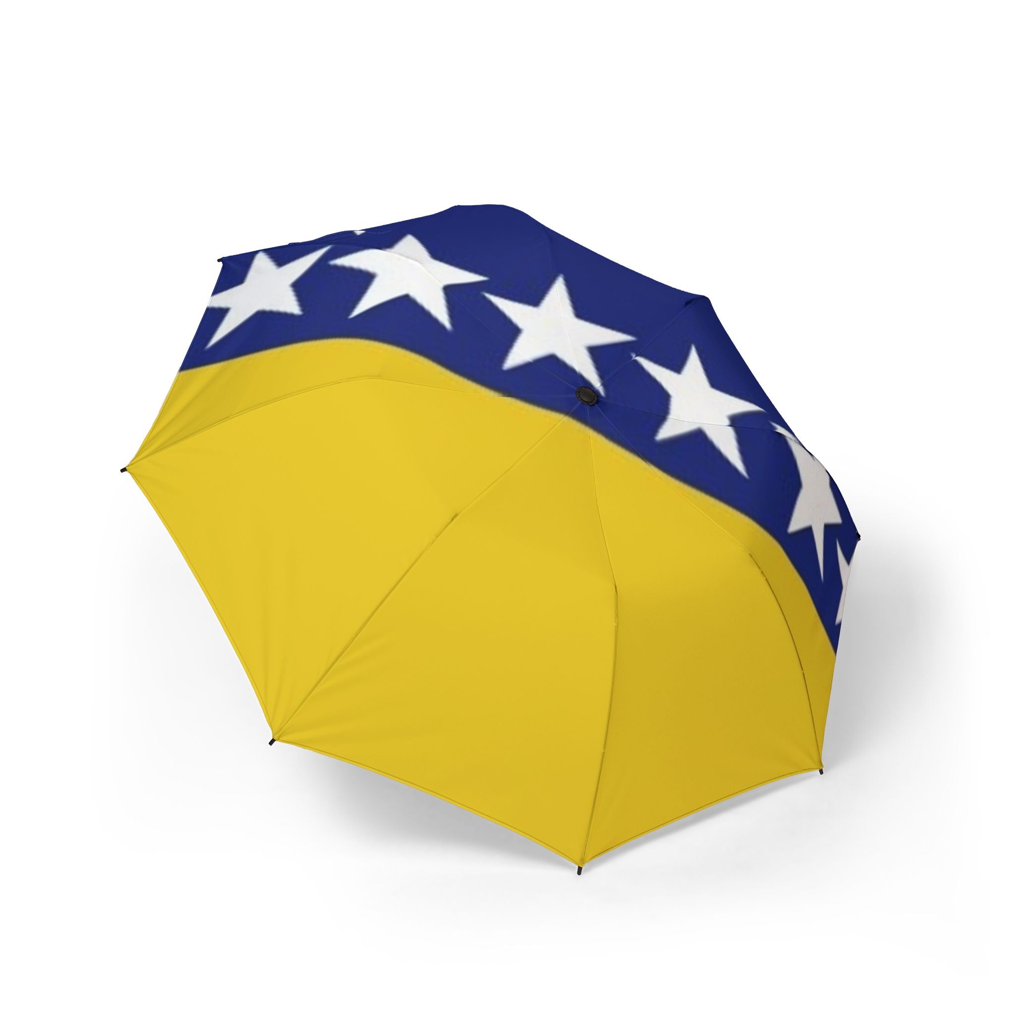 Bosnia Flag Foldable Umbrella — Semi‑Automatic Travel Umbrella with Stars & Yellow‑Blue Design
