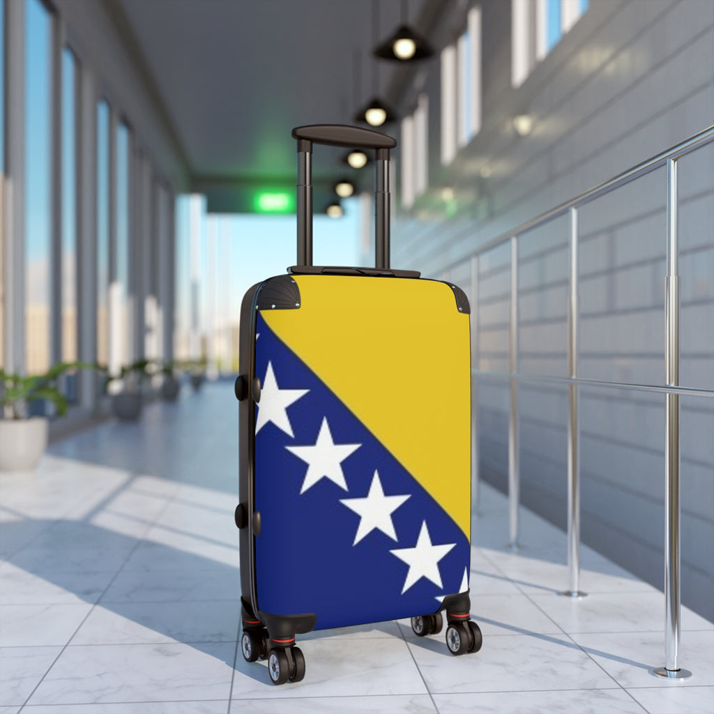 Bosnia Flag Carry-On Suitcase – Travel Luggage with Bosnian Map Stars Design