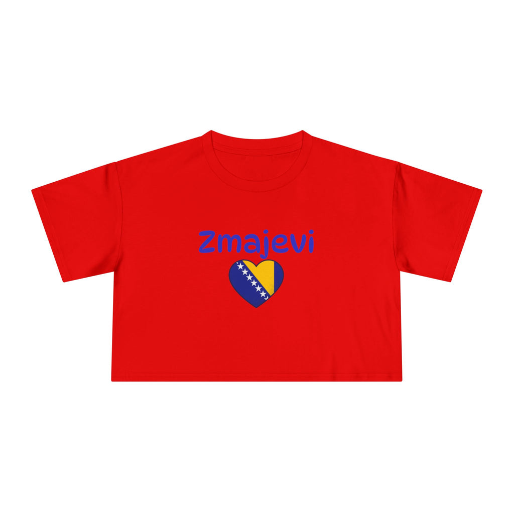 Zmajevi Heart Crop Tee – Bosnia Flag Love Women's Crop Top