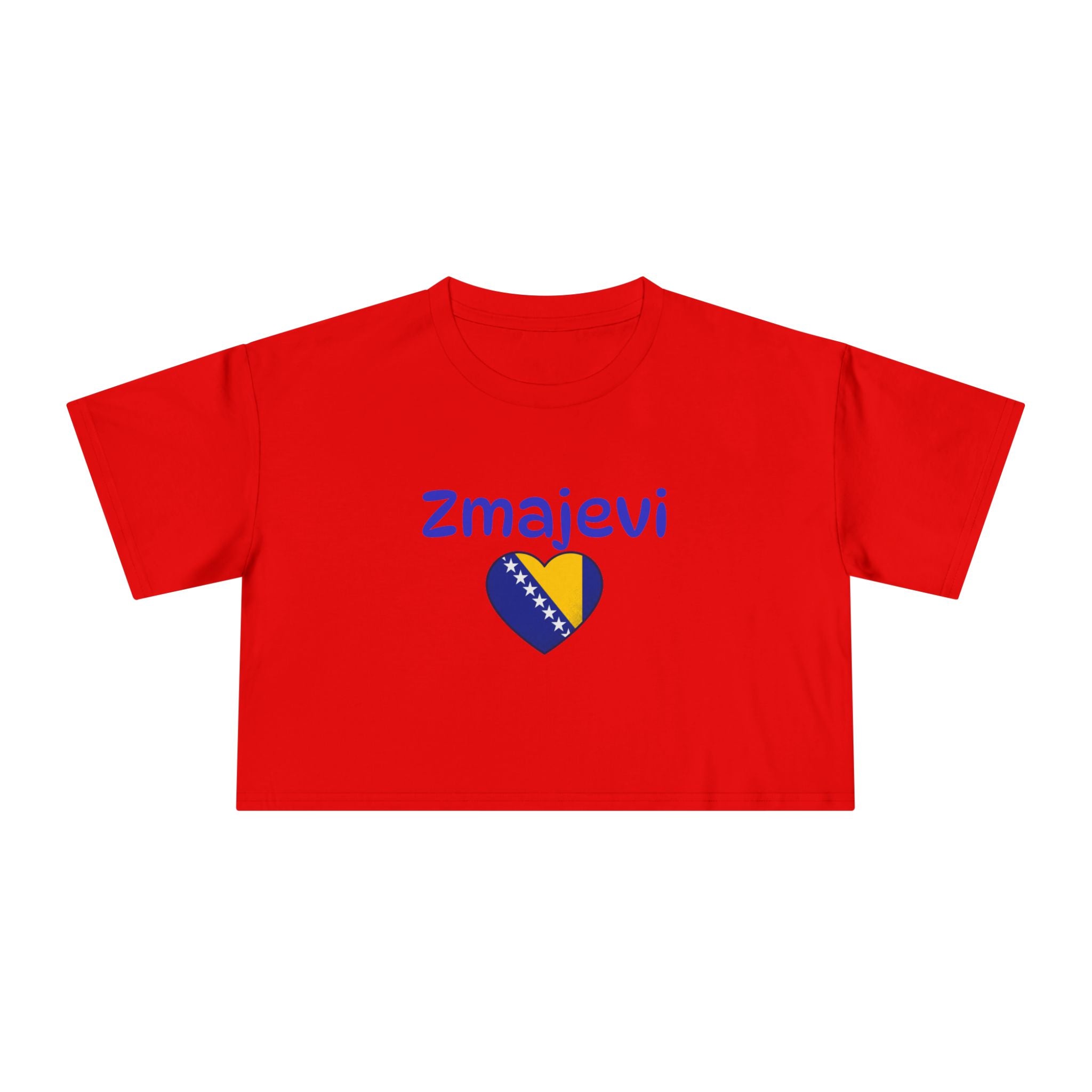 Zmajevi Heart Crop Tee – Bosnia Flag Love Women's Crop Top