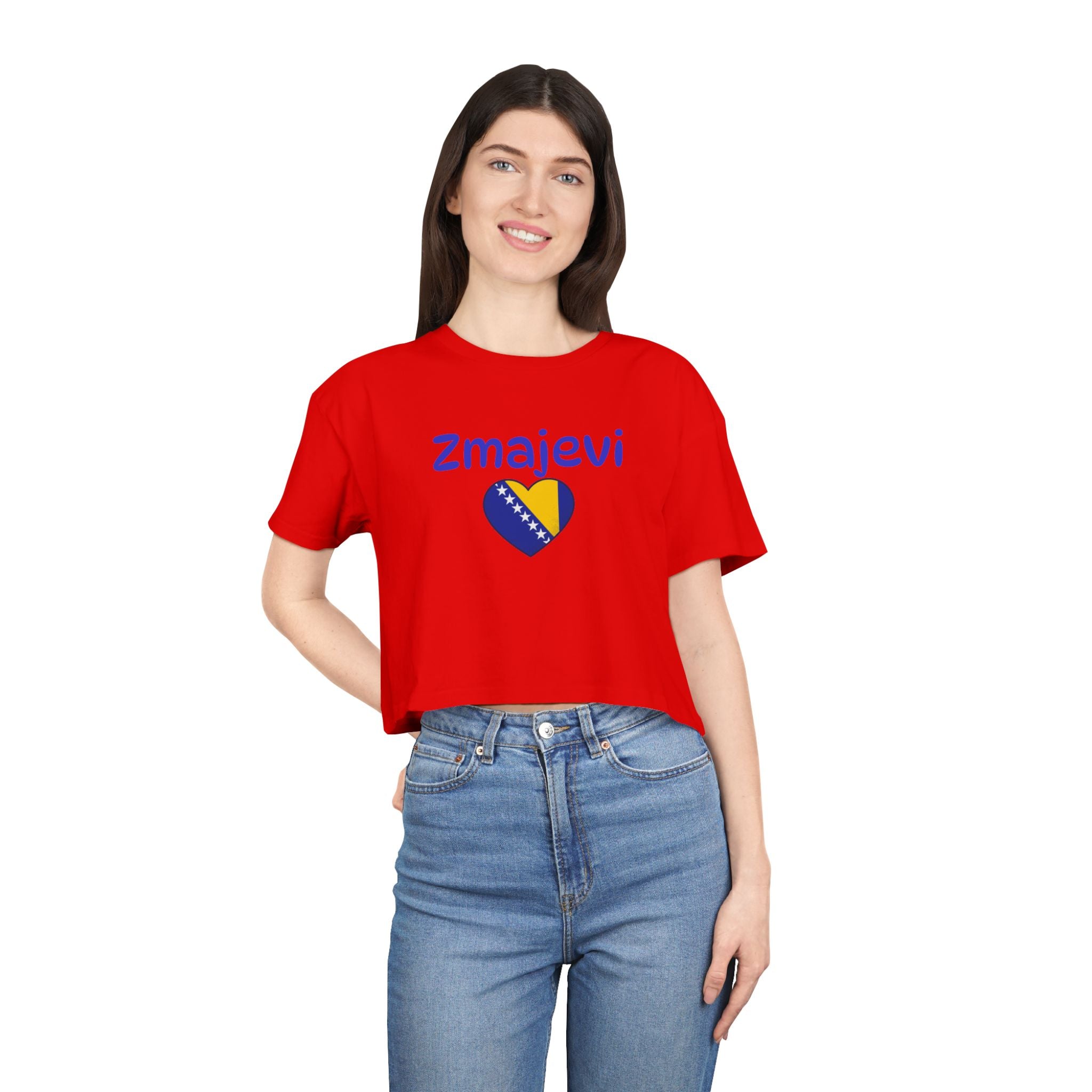 Zmajevi Heart Crop Tee – Bosnia Flag Love Women's Crop Top