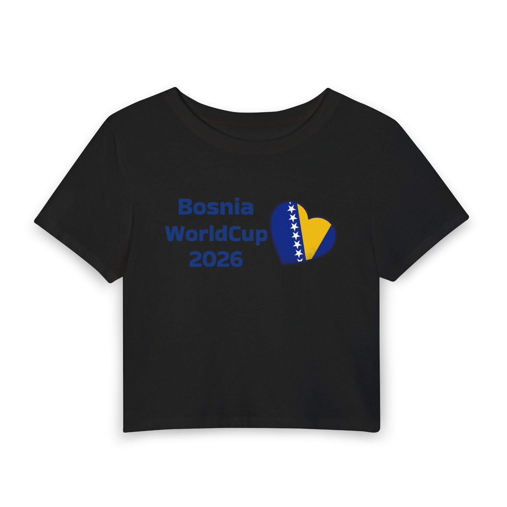 Bosnia World Cup 2026 Women's Baby Tee — Heart Flag Soccer Fan Crop Top