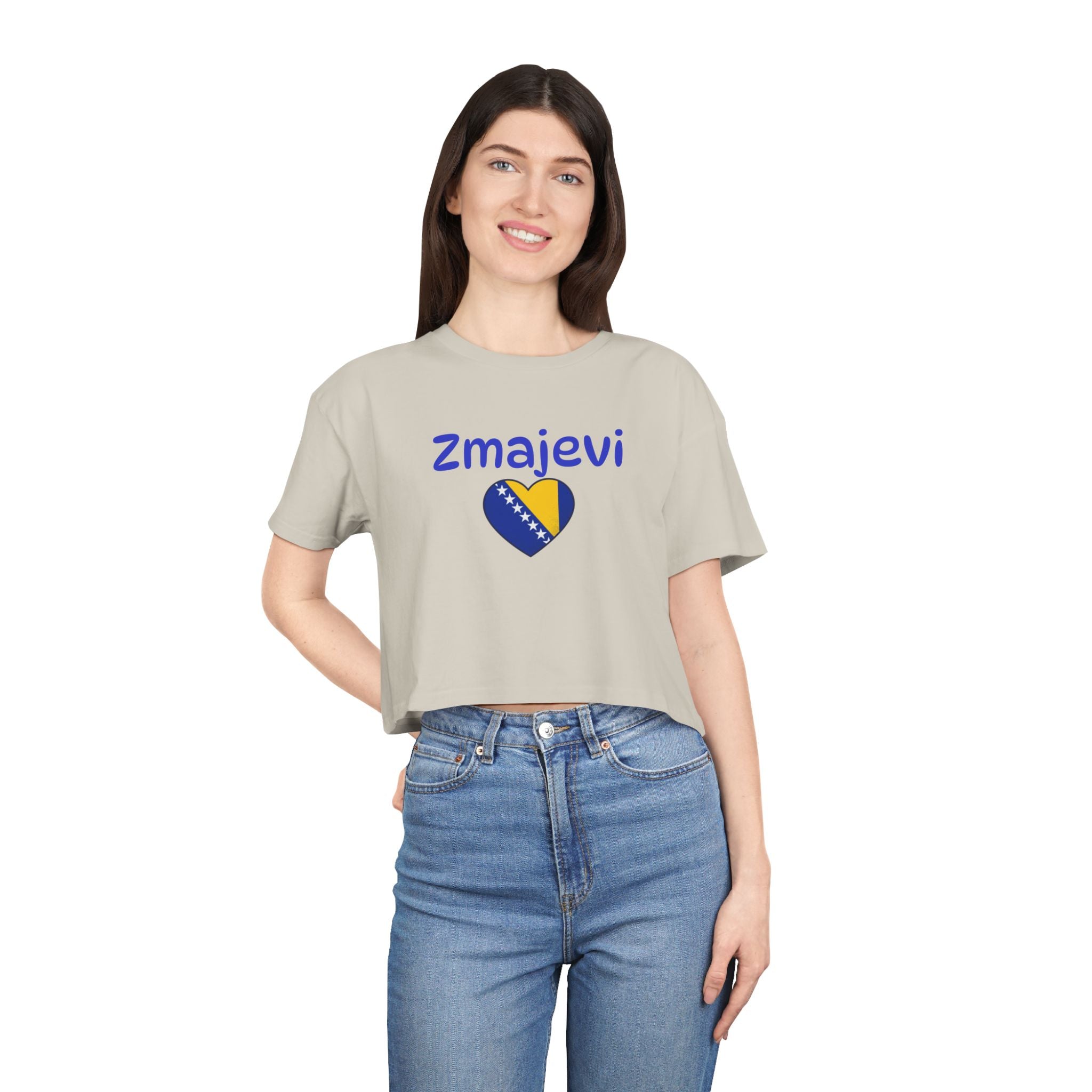 Zmajevi Heart Crop Tee – Bosnia Flag Love Women's Crop Top
