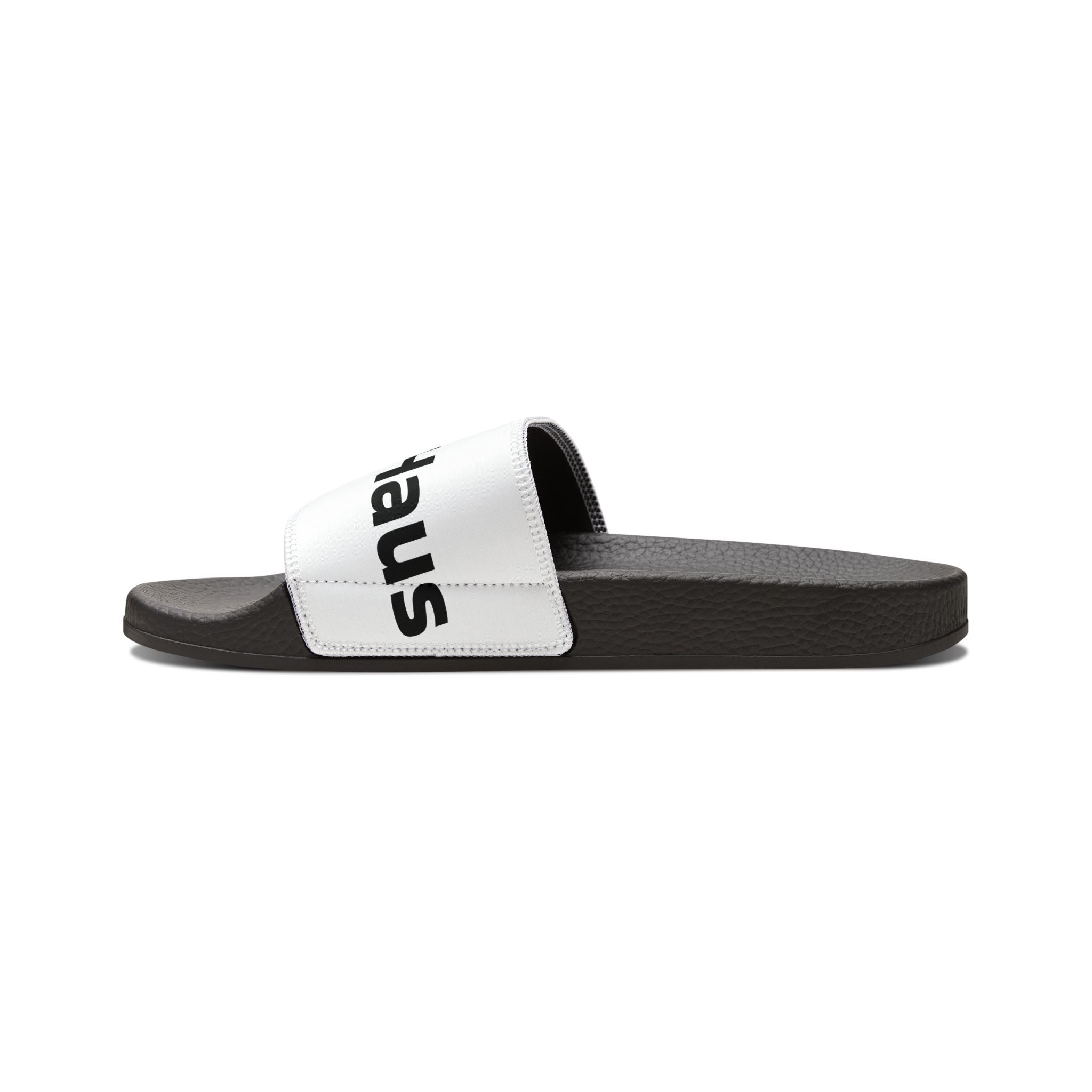 Women’s Removable-Strap Slide Sandals — Custom Text Logo White Comfort Slides