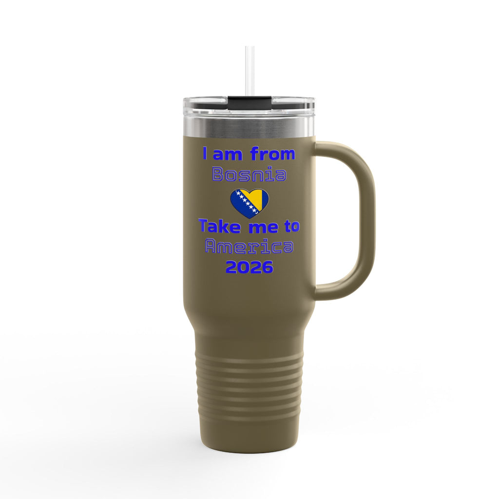 Bosnia World Cup 40oz Insulated Travel Mug - Soccer Fan Tumbler