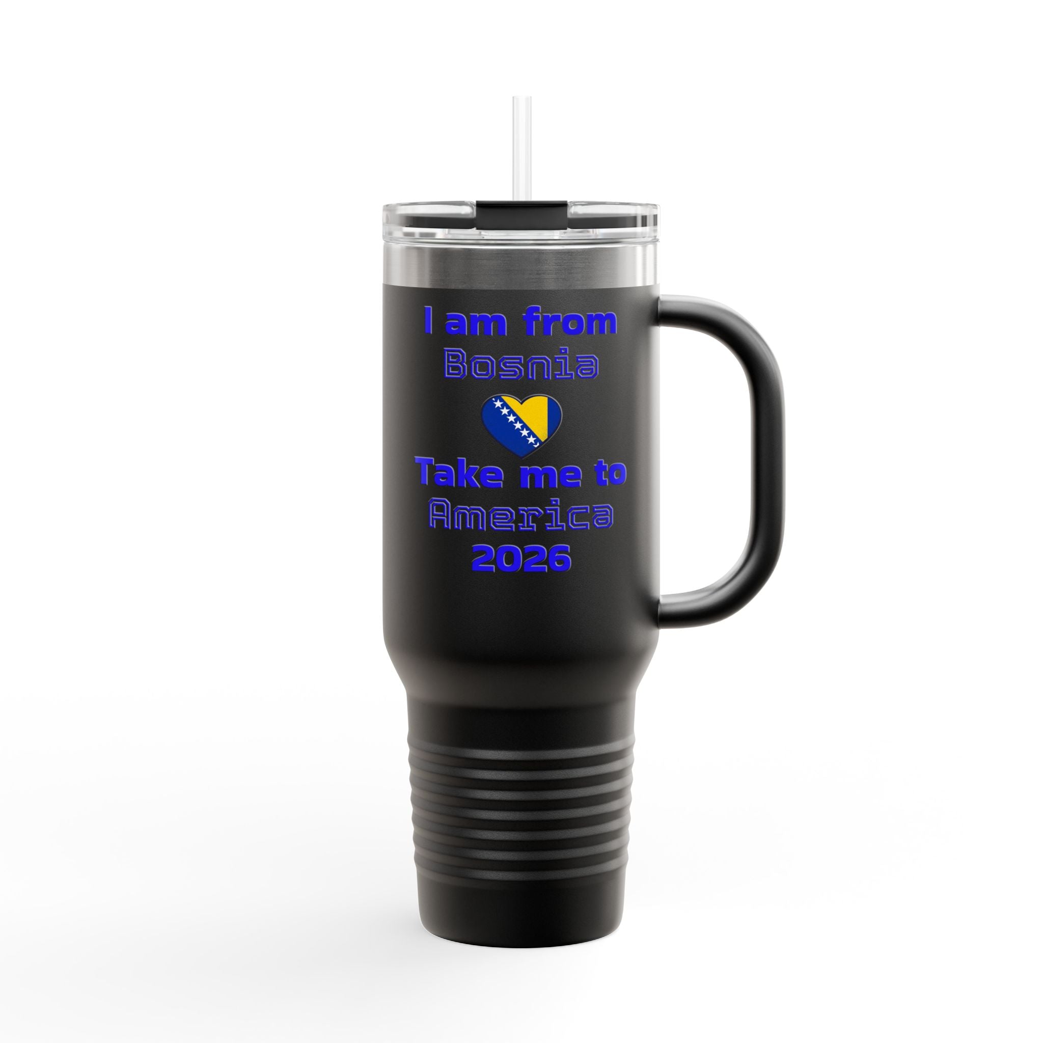 Bosnia World Cup 40oz Insulated Travel Mug - Soccer Fan Tumbler