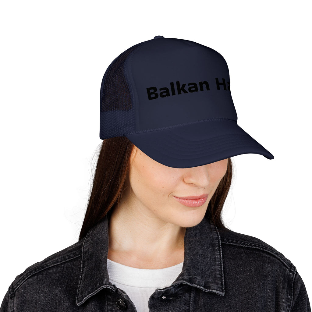 Balkan Haus Foam Trucker Hat — Mesh Back Logo Cap