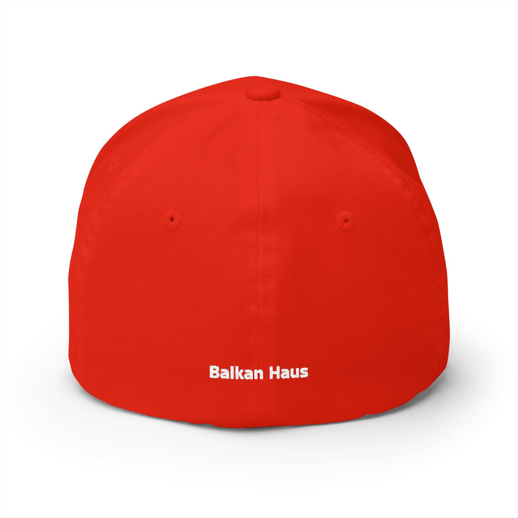 Balkan Haus Embroidered Cap — Minimal White Structured Hat