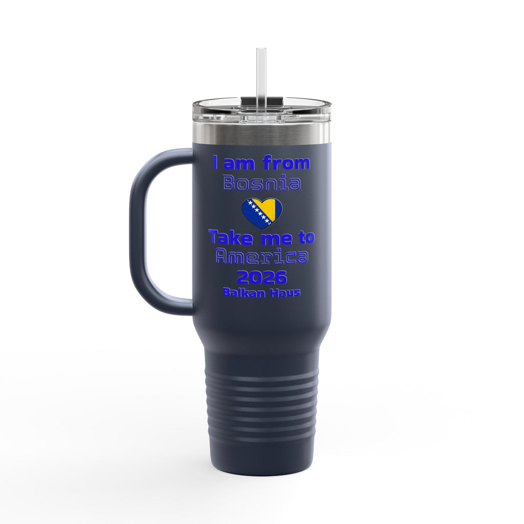 Bosnia World Cup 40oz Insulated Travel Mug - Soccer Fan Tumbler