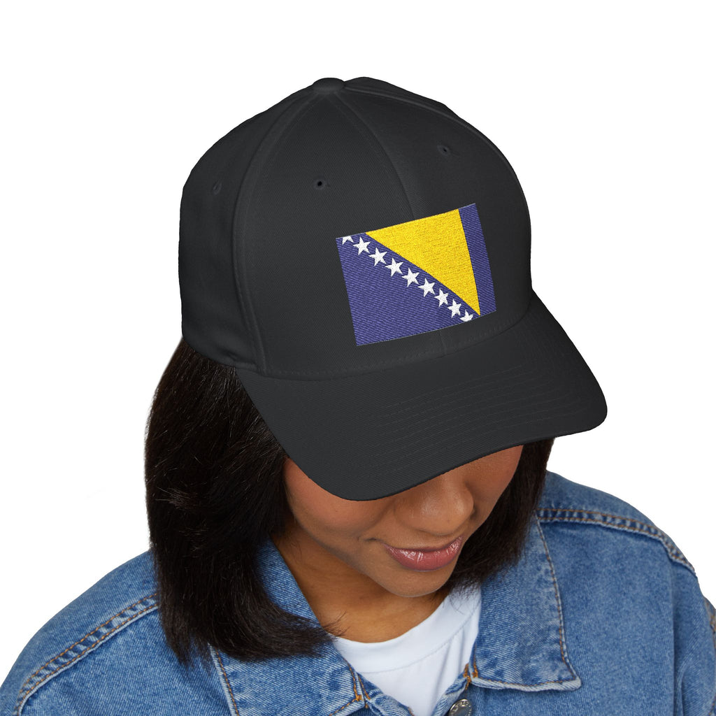 Bosnia Flag Embroidered Cap — Balkan Haus Closed‑Back Baseball Hat