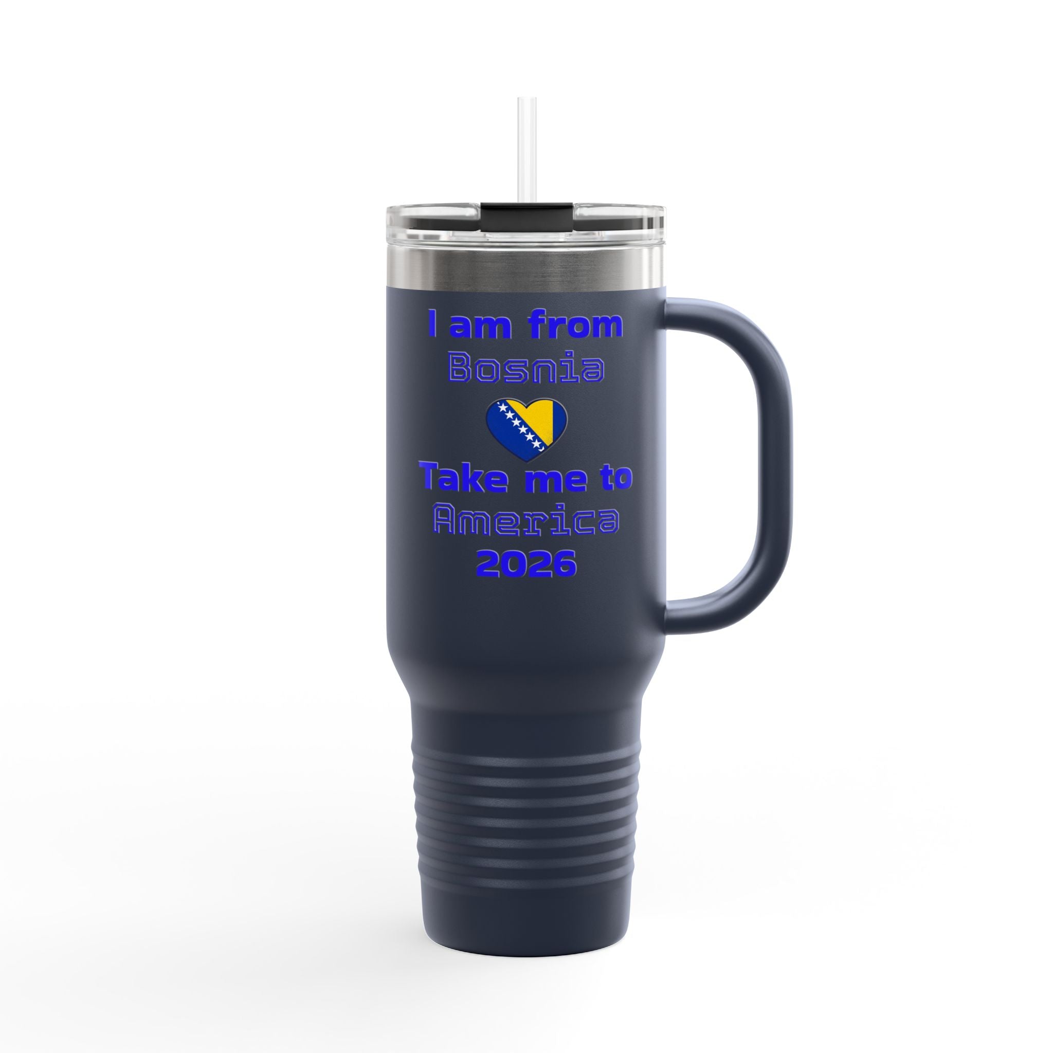 Bosnia World Cup 40oz Insulated Travel Mug - Soccer Fan Tumbler