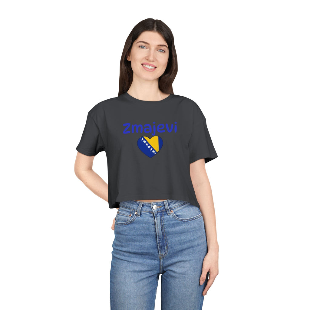 Zmajevi Heart Crop Tee – Bosnia Flag Love Women's Crop Top