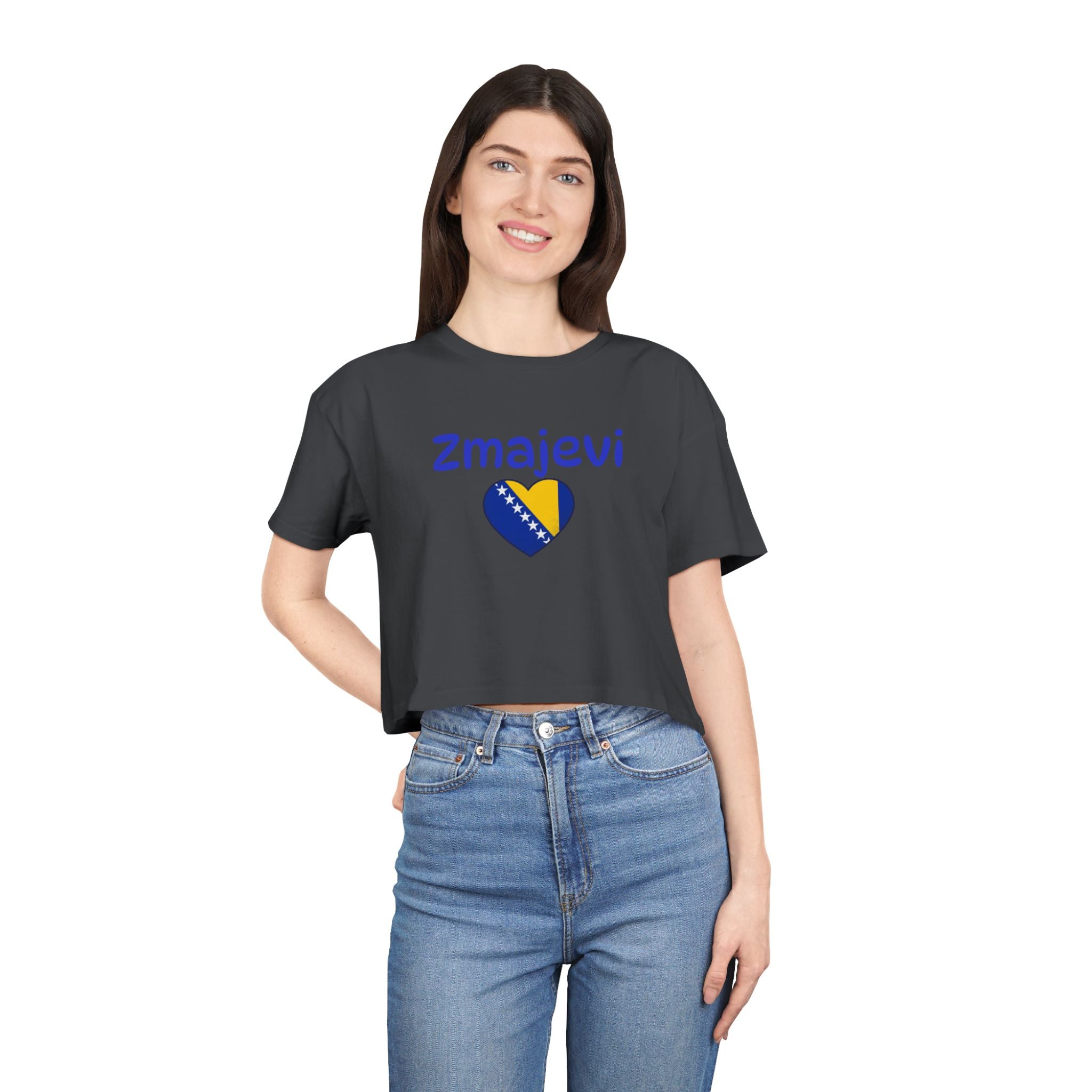 Zmajevi Heart Crop Tee – Bosnia Flag Love Women's Crop Top