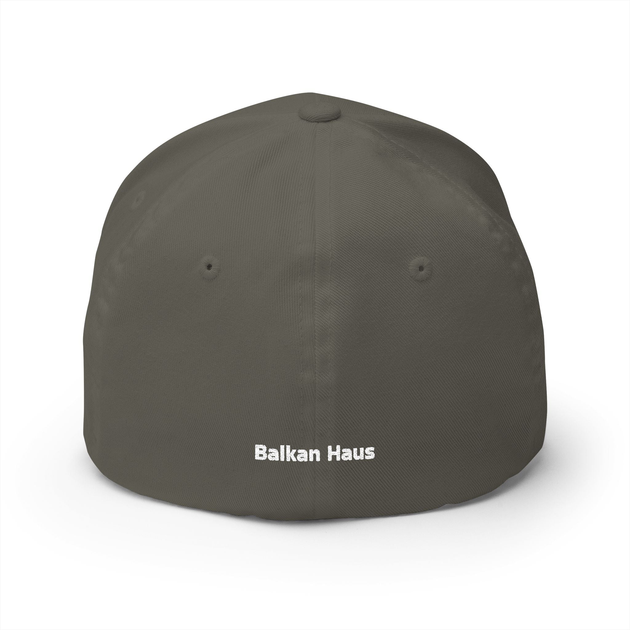 Balkan Haus Embroidered Cap — Minimal White Structured Hat
