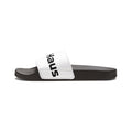 Women’s Removable-Strap Slide Sandals — Custom Text Logo White Comfort Slides