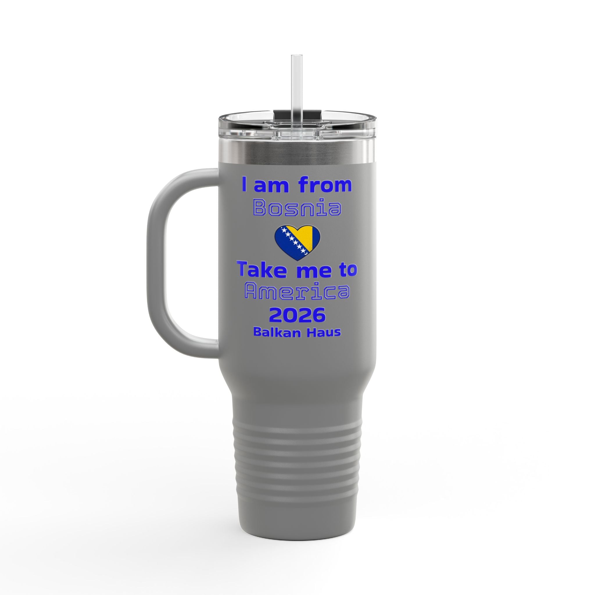 Bosnia World Cup 40oz Insulated Travel Mug - Soccer Fan Tumbler