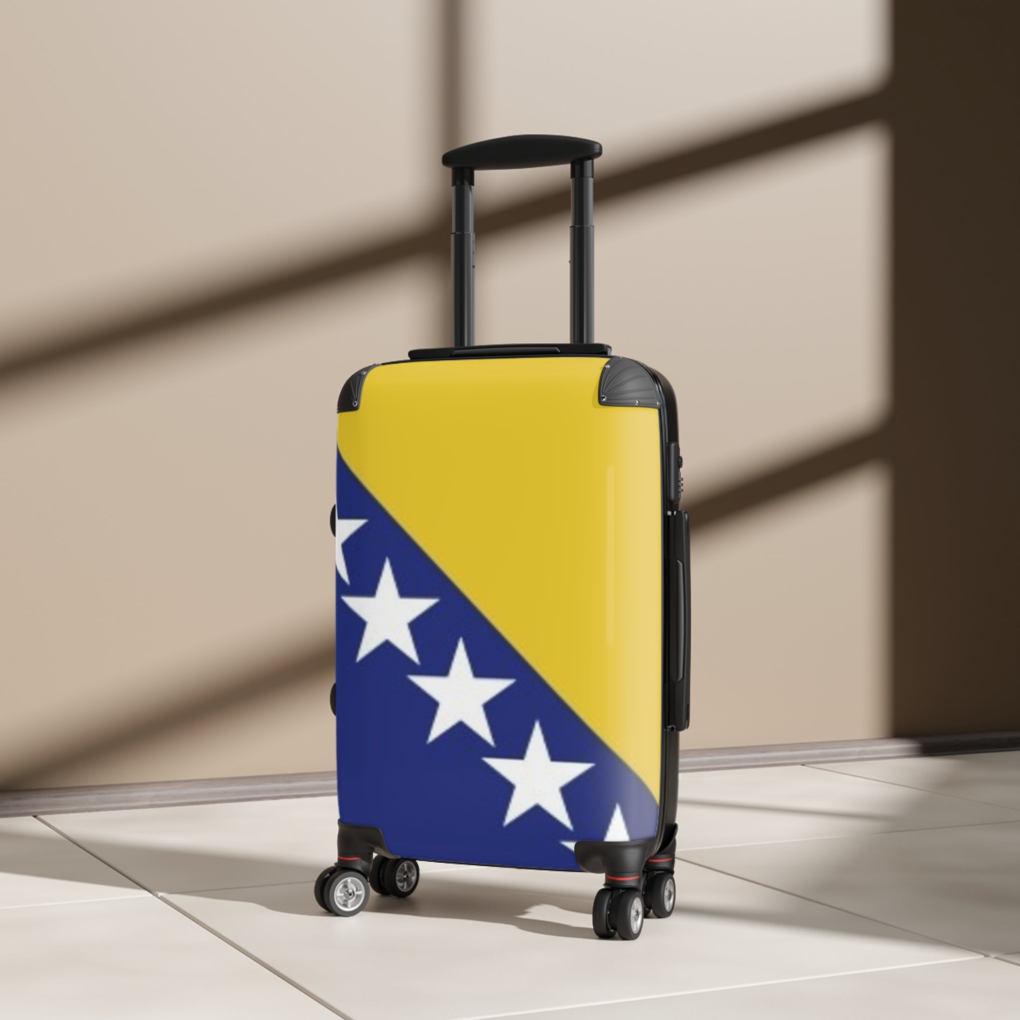 Bosnia Flag Carry-On Suitcase – Travel Luggage with Bosnian Map Stars Design