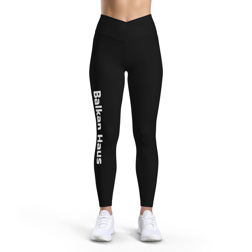 Balkan Haus Women's Luxe Leggings — Vertical Logo Yoga & Athleisure Pants
