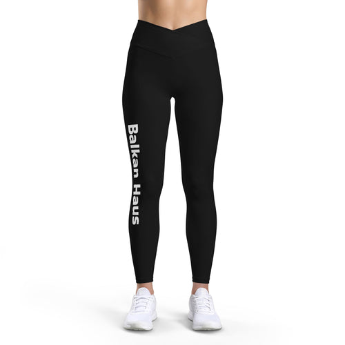 Balkan Haus Women's Luxe Leggings — Vertical Logo Yoga & Athleisure Pants