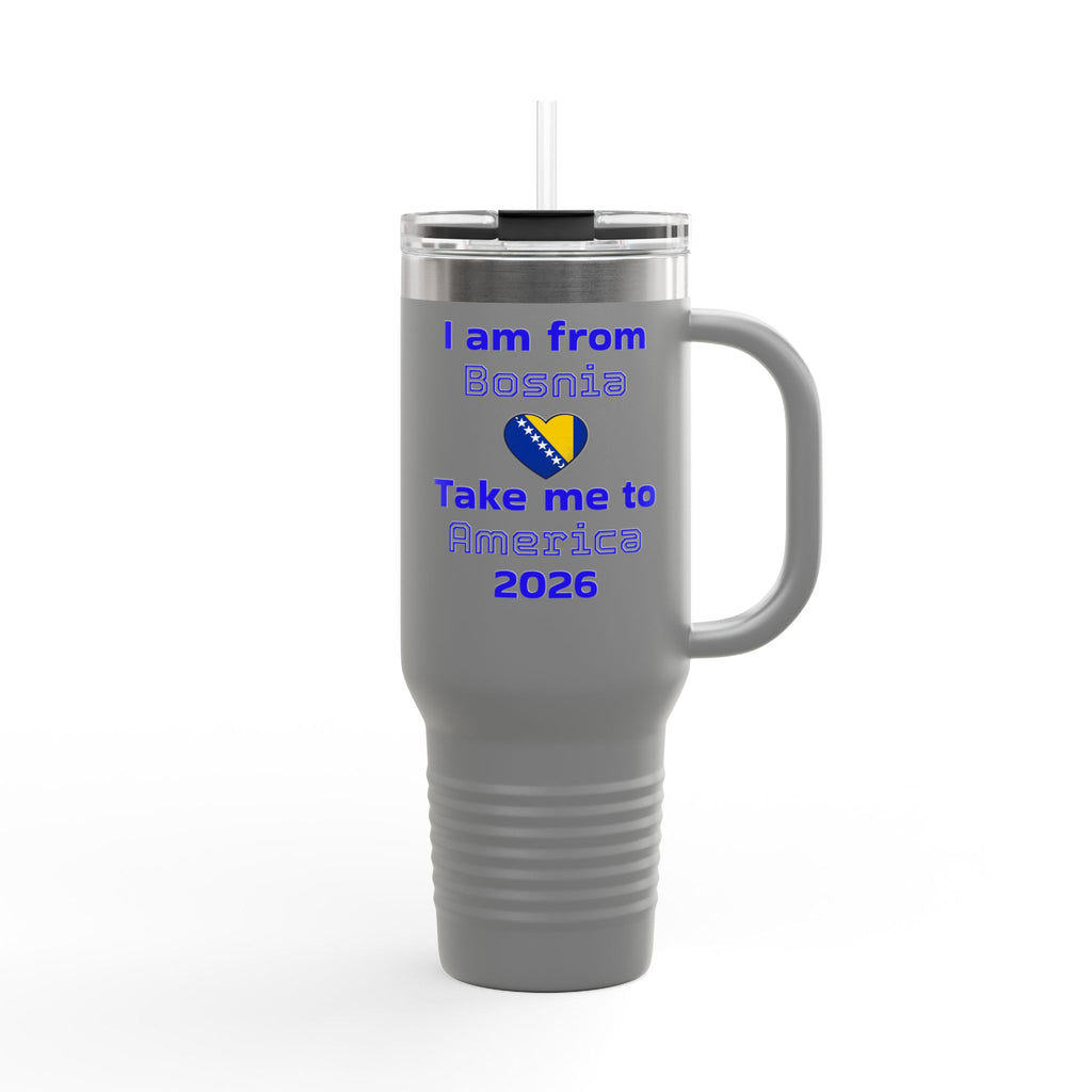 Bosnia World Cup 40oz Insulated Travel Mug - Soccer Fan Tumbler
