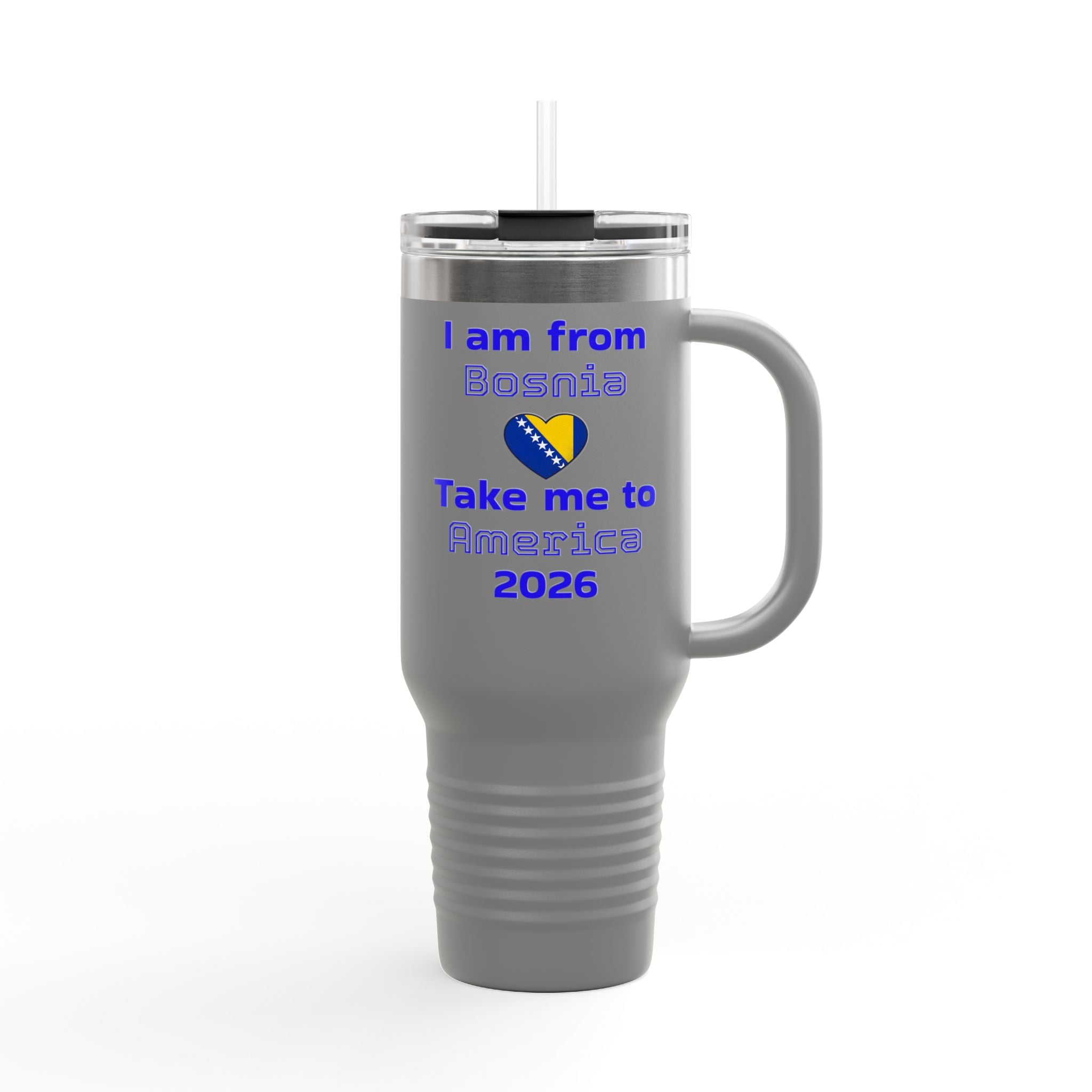 Bosnia World Cup 40oz Insulated Travel Mug - Soccer Fan Tumbler