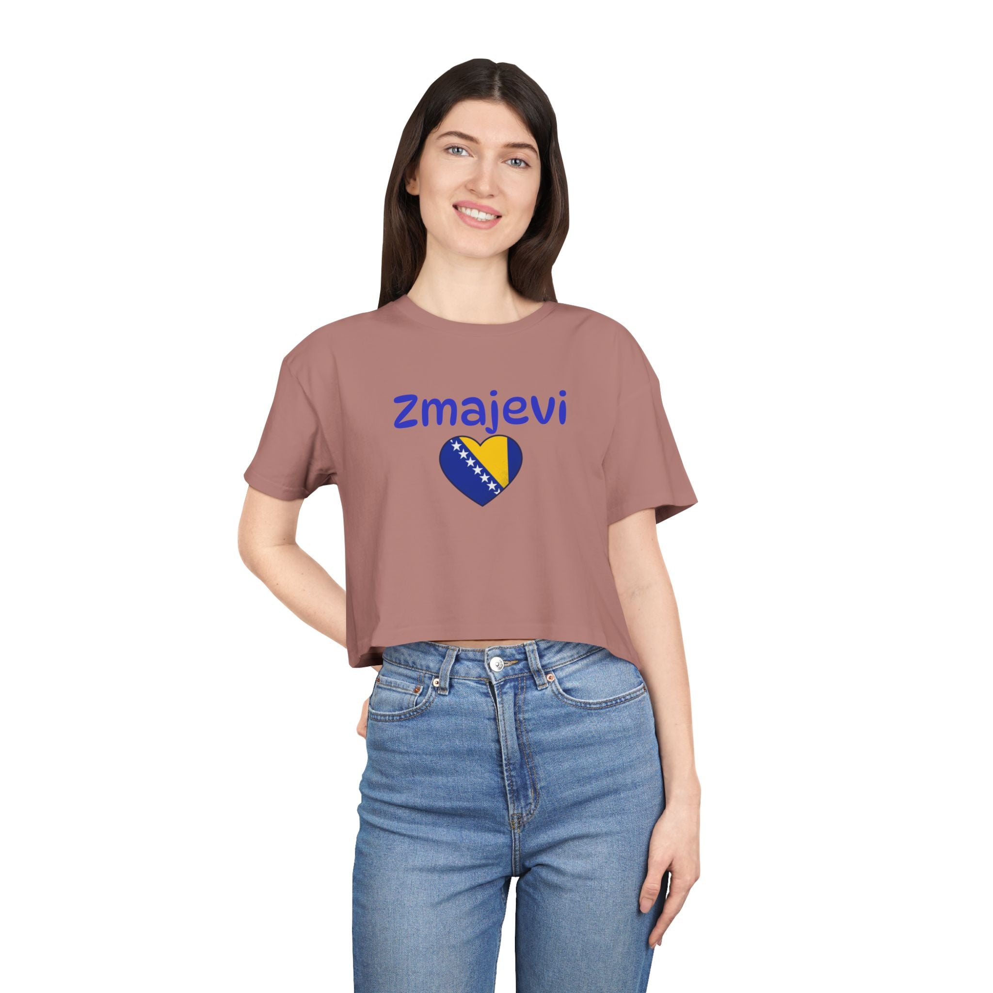 Zmajevi Heart Crop Tee – Bosnia Flag Love Women's Crop Top