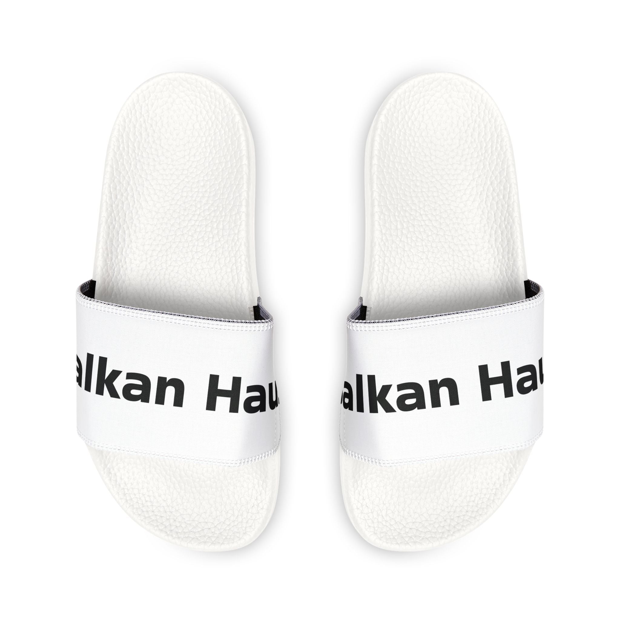 Women’s Removable-Strap Slide Sandals — Custom Text Logo White Comfort Slides