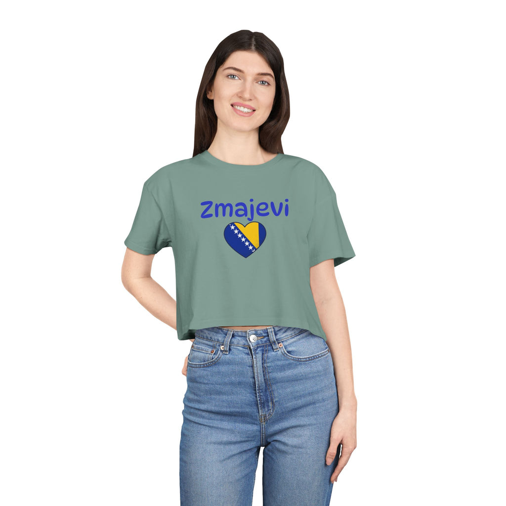 Zmajevi Heart Crop Tee – Bosnia Flag Love Women's Crop Top