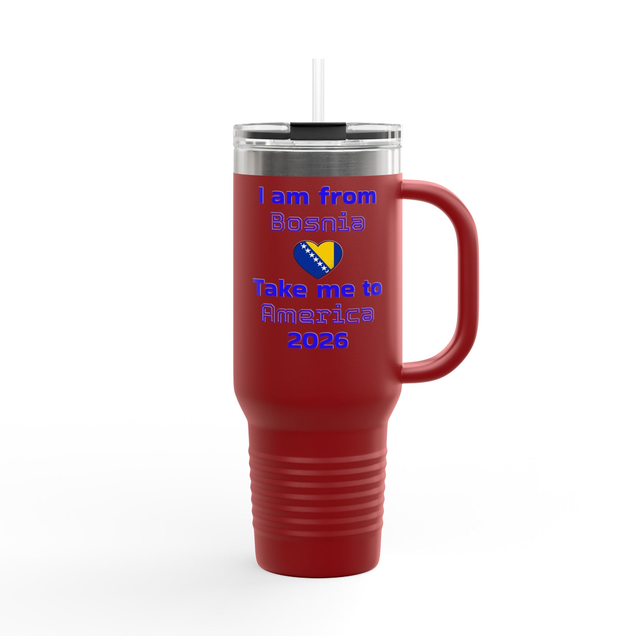 Bosnia World Cup 40oz Insulated Travel Mug - Soccer Fan Tumbler