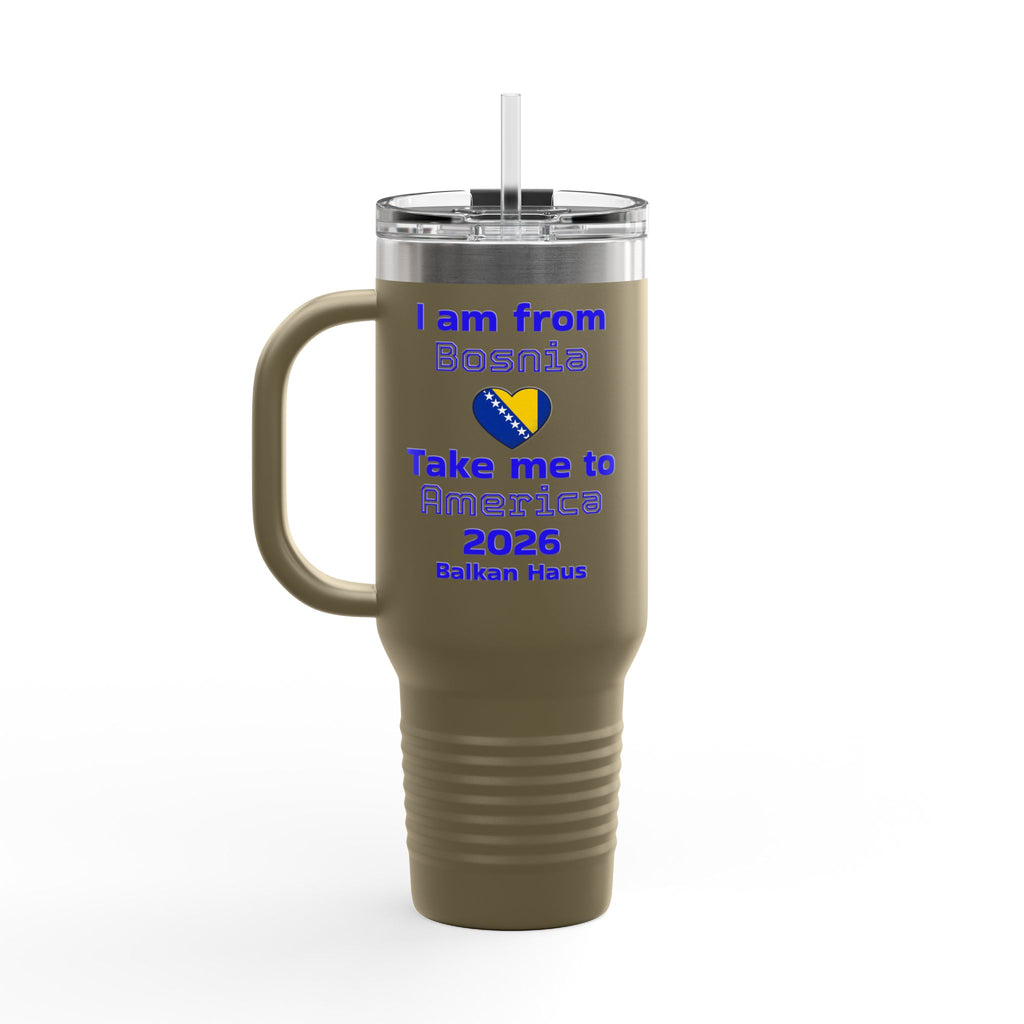 Bosnia World Cup 40oz Insulated Travel Mug - Soccer Fan Tumbler