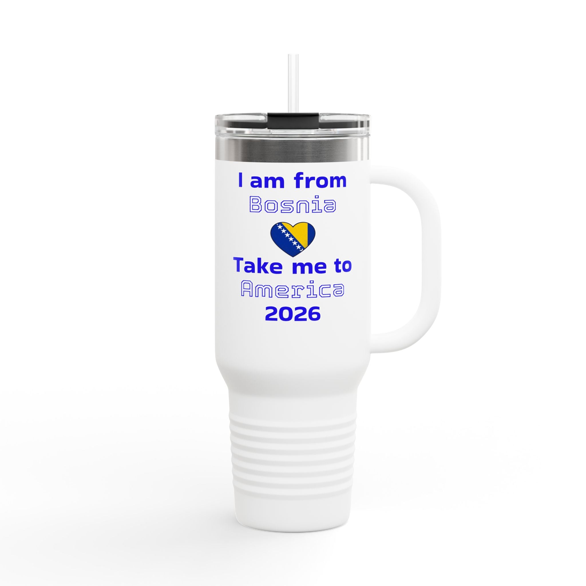 Bosnia World Cup 40oz Insulated Travel Mug - Soccer Fan Tumbler