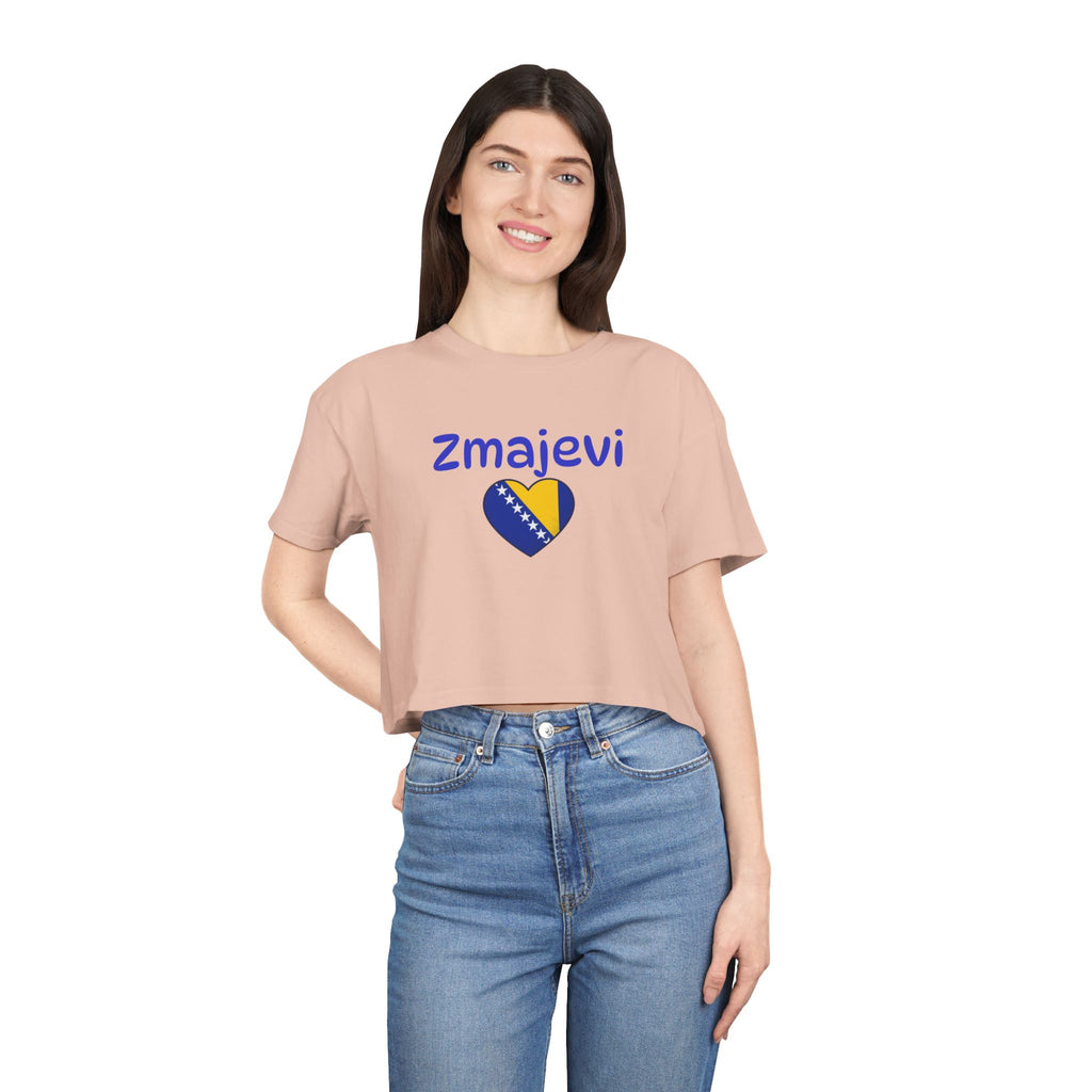 Zmajevi Heart Crop Tee – Bosnia Flag Love Women's Crop Top